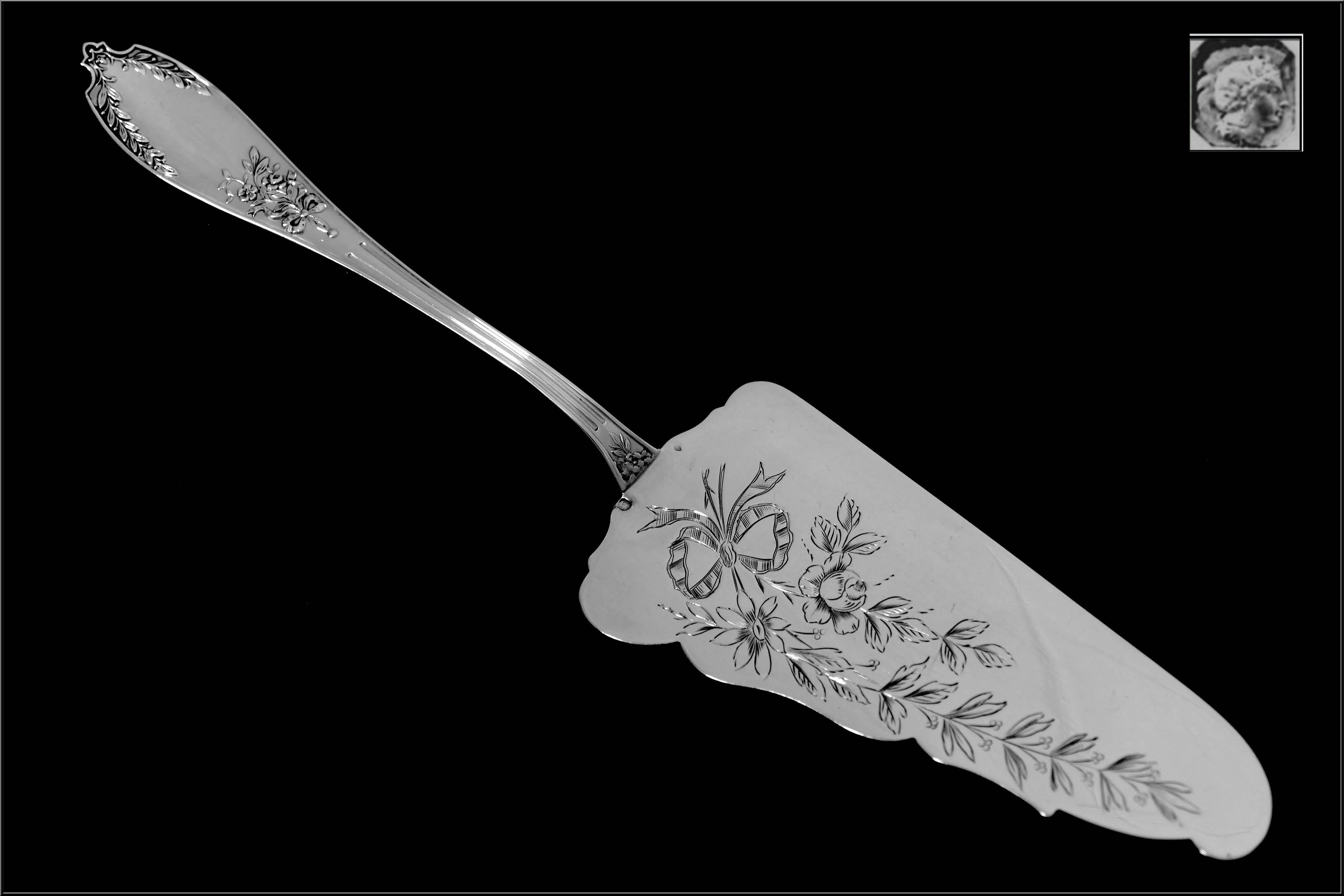 Crossard French All Sterling Silver Pie, Pastry, Fish Server Neoclassical In Good Condition In TRIAIZE, PAYS DE LOIRE