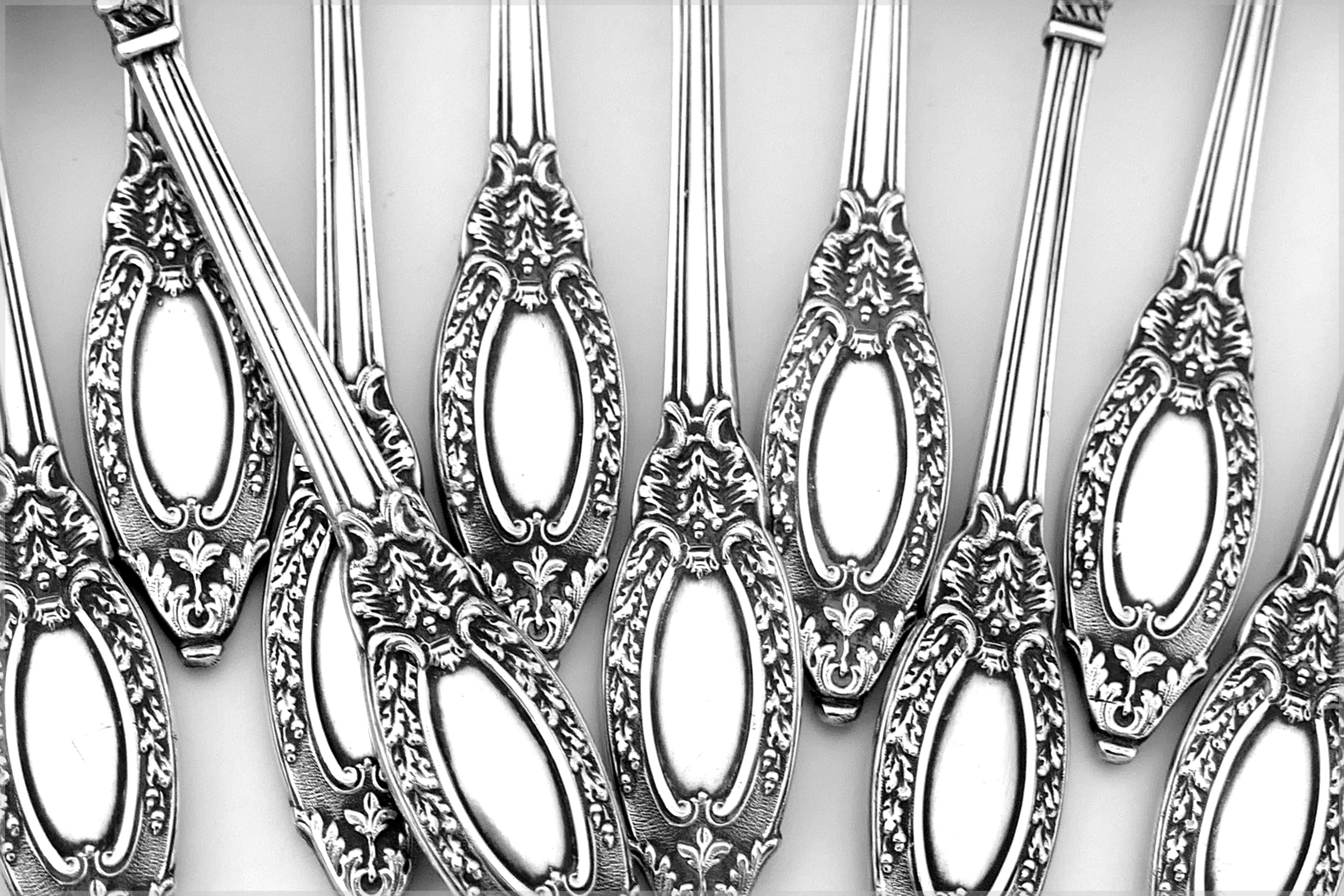 French Sterling Silver 18-Karat Gold Tea Service Tea Spoons Strainer Sugar Tong For Sale 3