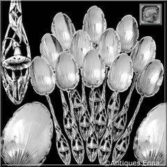 Canaux Masterpiece French Sterling Silver Tea Coffee Spoons Set 12 Pieces