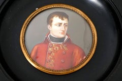 Antique French Miniature Paintings Signed, Portraits Napoleon and Josephine