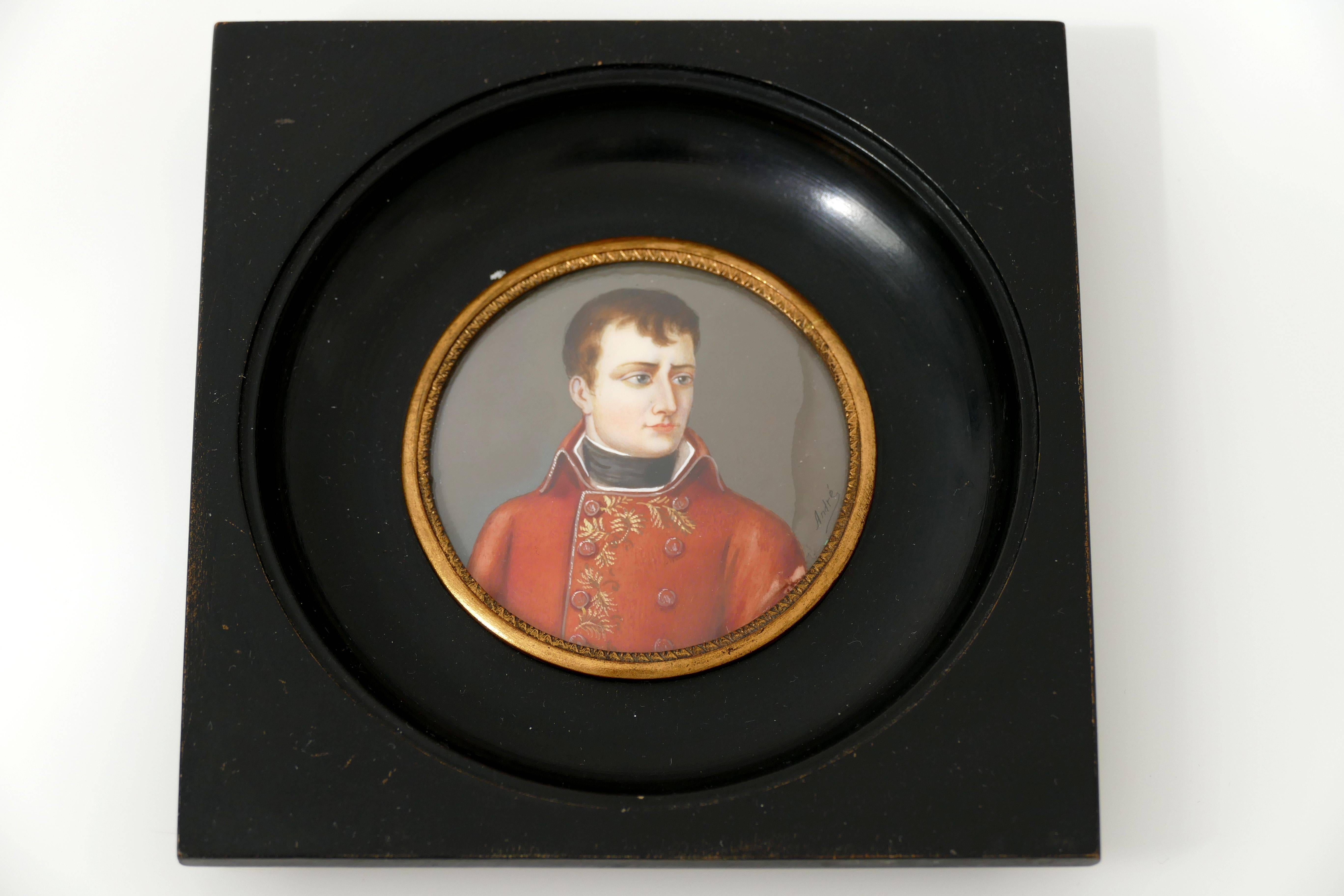 Antique French Miniature Paintings Signed, Portraits Napoleon and Josephine 1