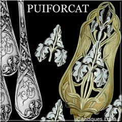 Puiforcat French Sterling Silver Gold 18-Karat Pie, Pastry or Fish Server Iris