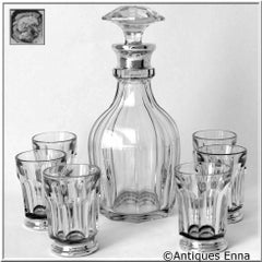 Antique French Sterling Silver Baccarat Cut Crystal Aperitif or Whiskey Service