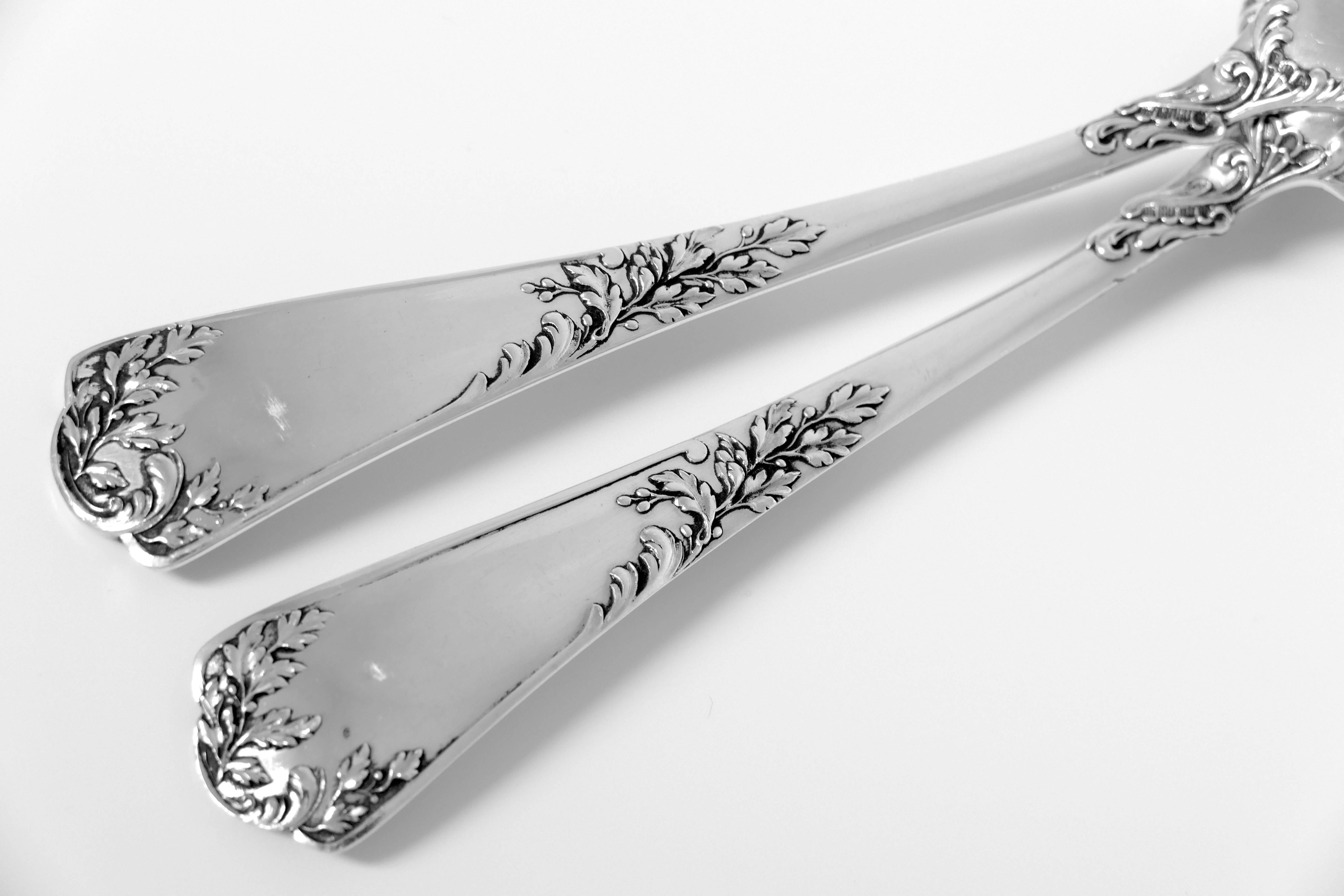 Puiforcat French Sterling Silver Dinner Flatware Set of Three-Piece Rococo 3