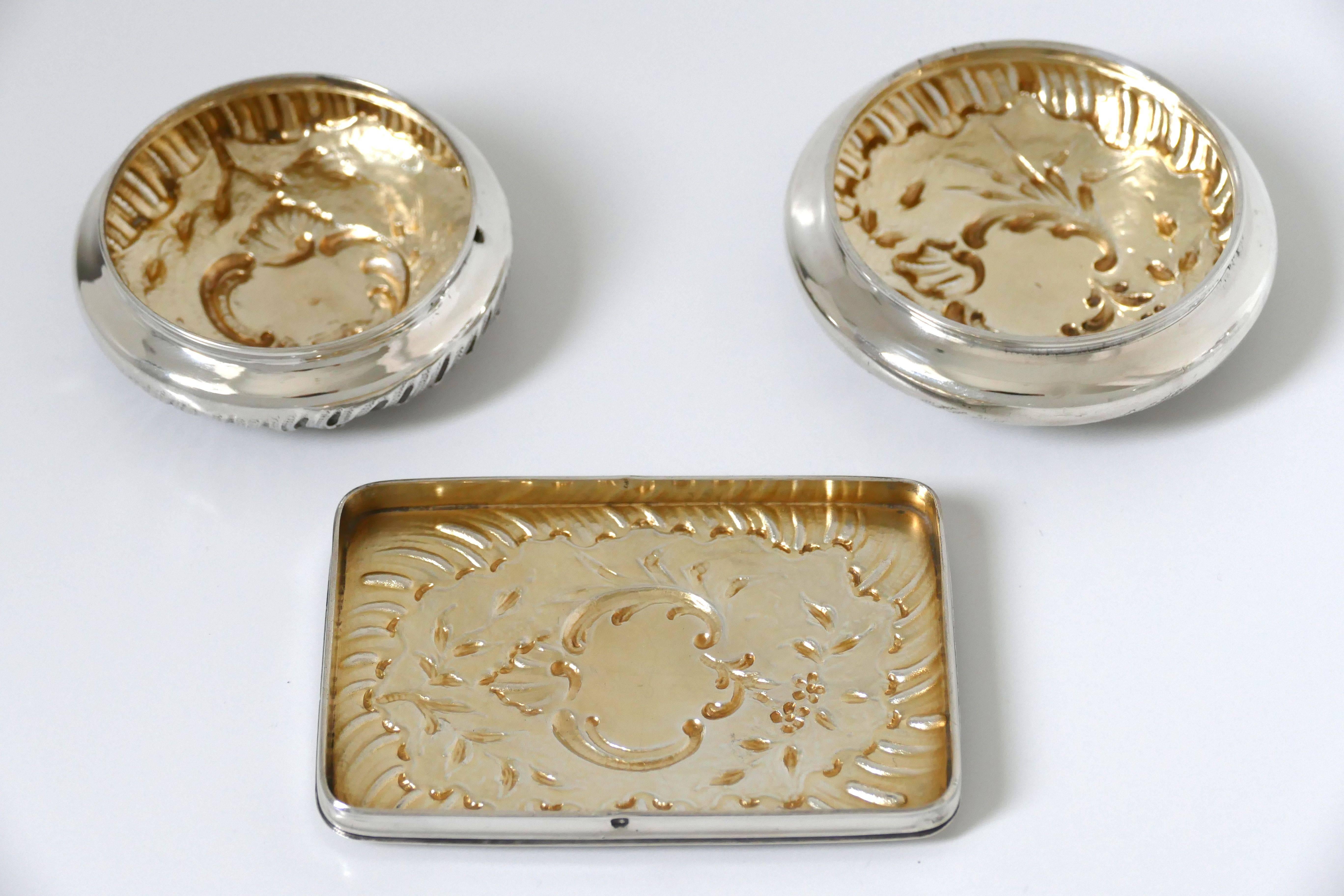Late 19th Century 1880s Veyrat French 18-Karat Gold Sterling Silver Baccarat Crystal Dresser Set