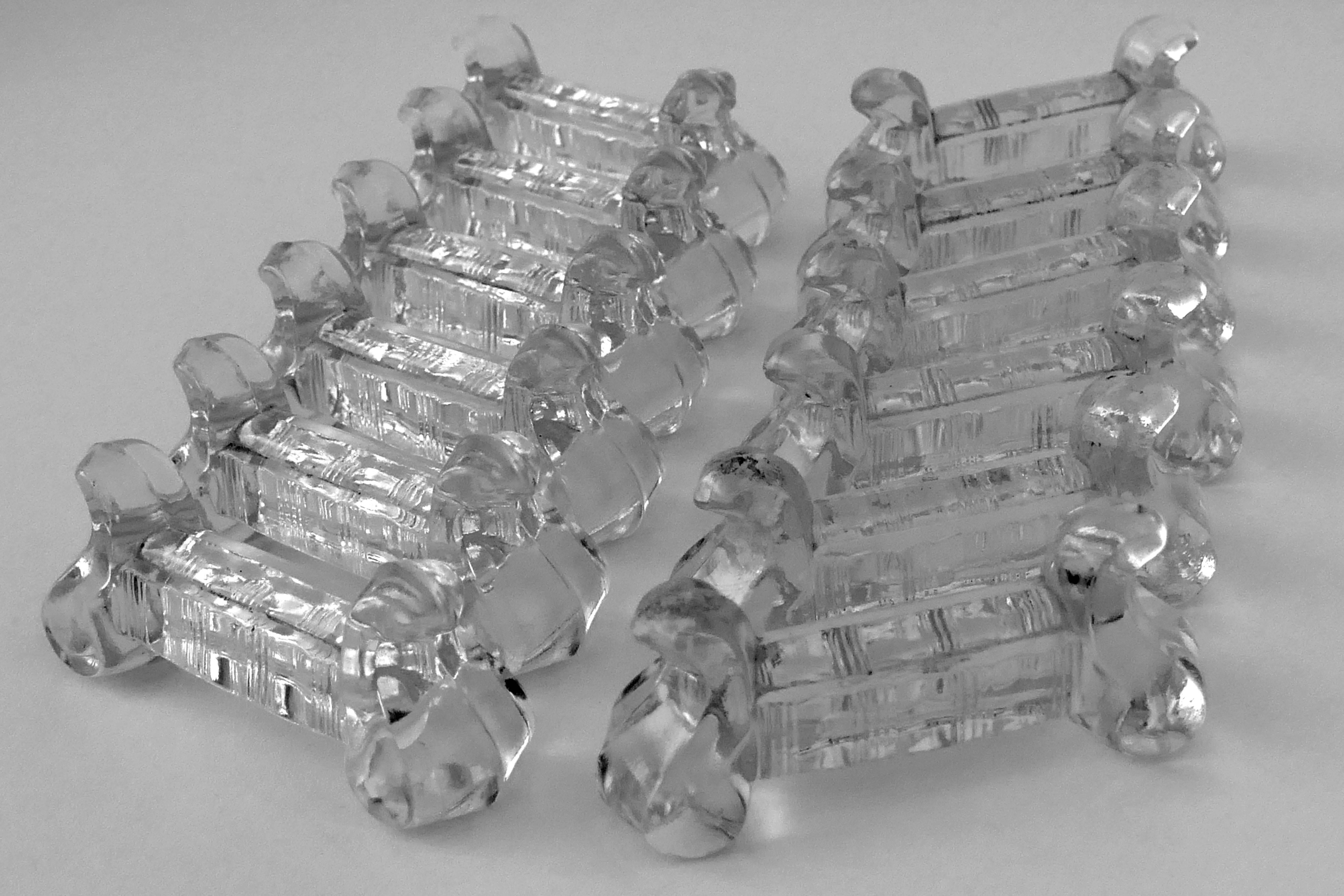 Art Deco 1900s Antique Baccarat French Crystal Knife Rests Set of 12 Pieces For Sale