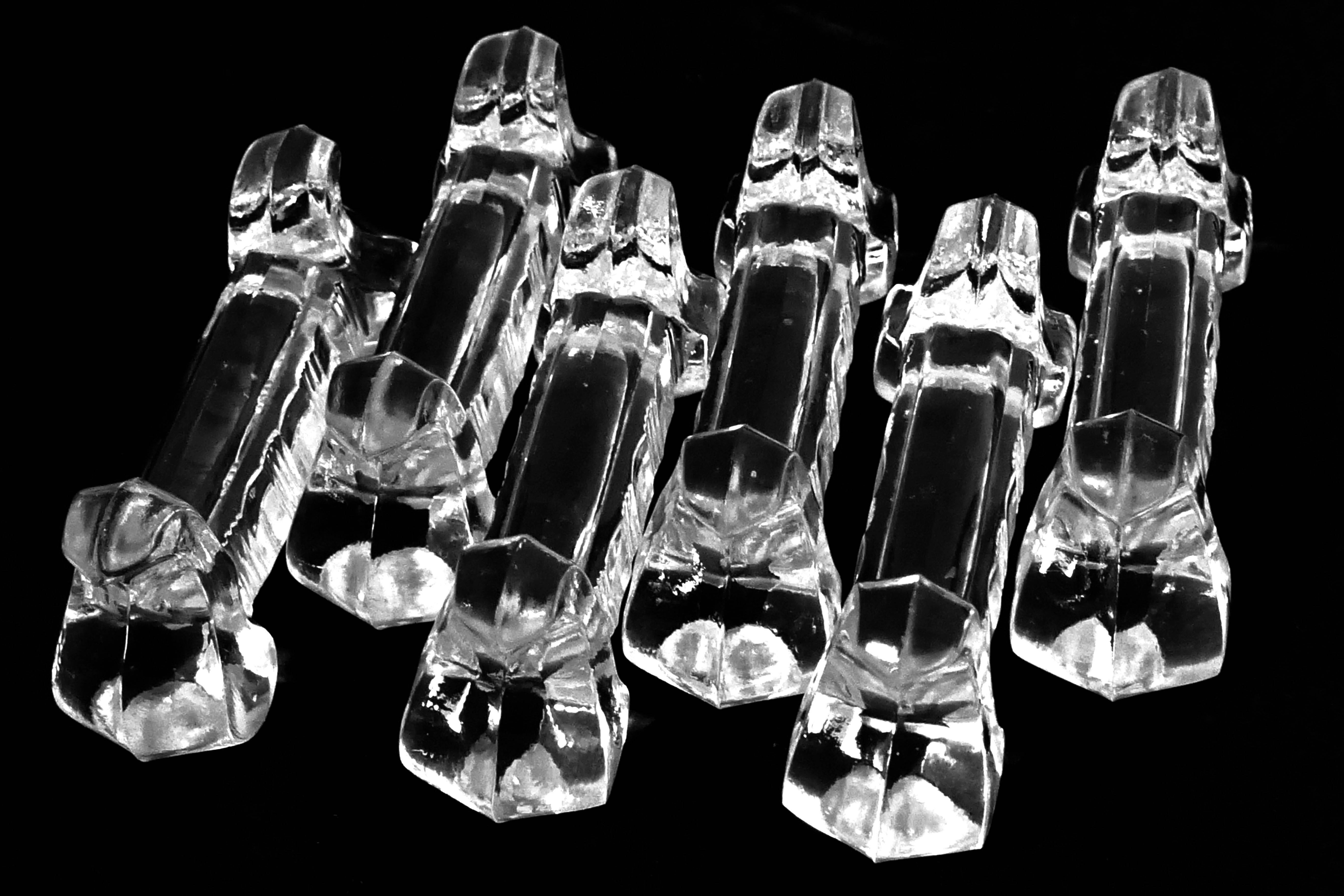 Early 20th Century 1900s Baccarat French Crystal Knife Rests Set of Six Pieces For Sale