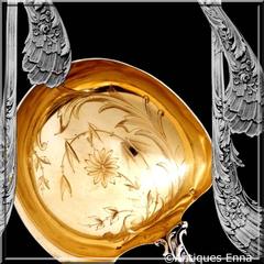 Labat French Sterling Silver 18-Karat Gold Cream or Sauce Ladle