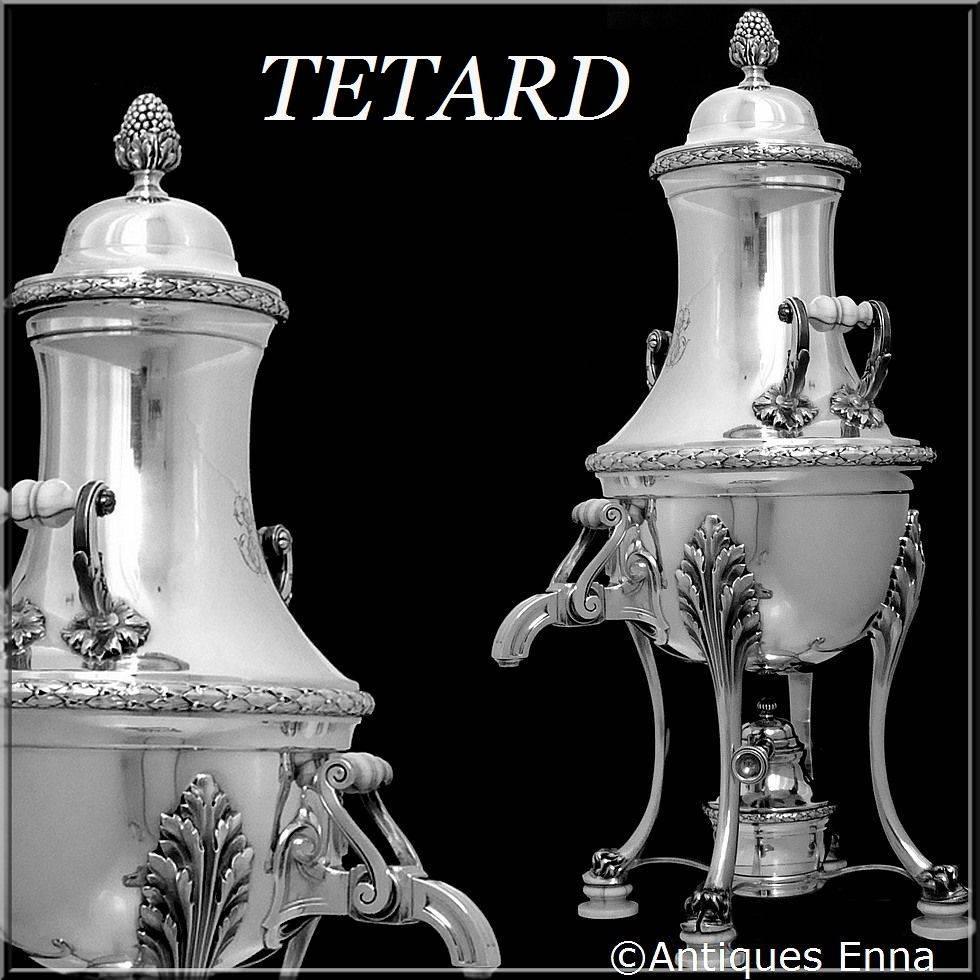Tetard Majestic French Sterling Silver Louis XVI Samovar / Hot Water Urn 6