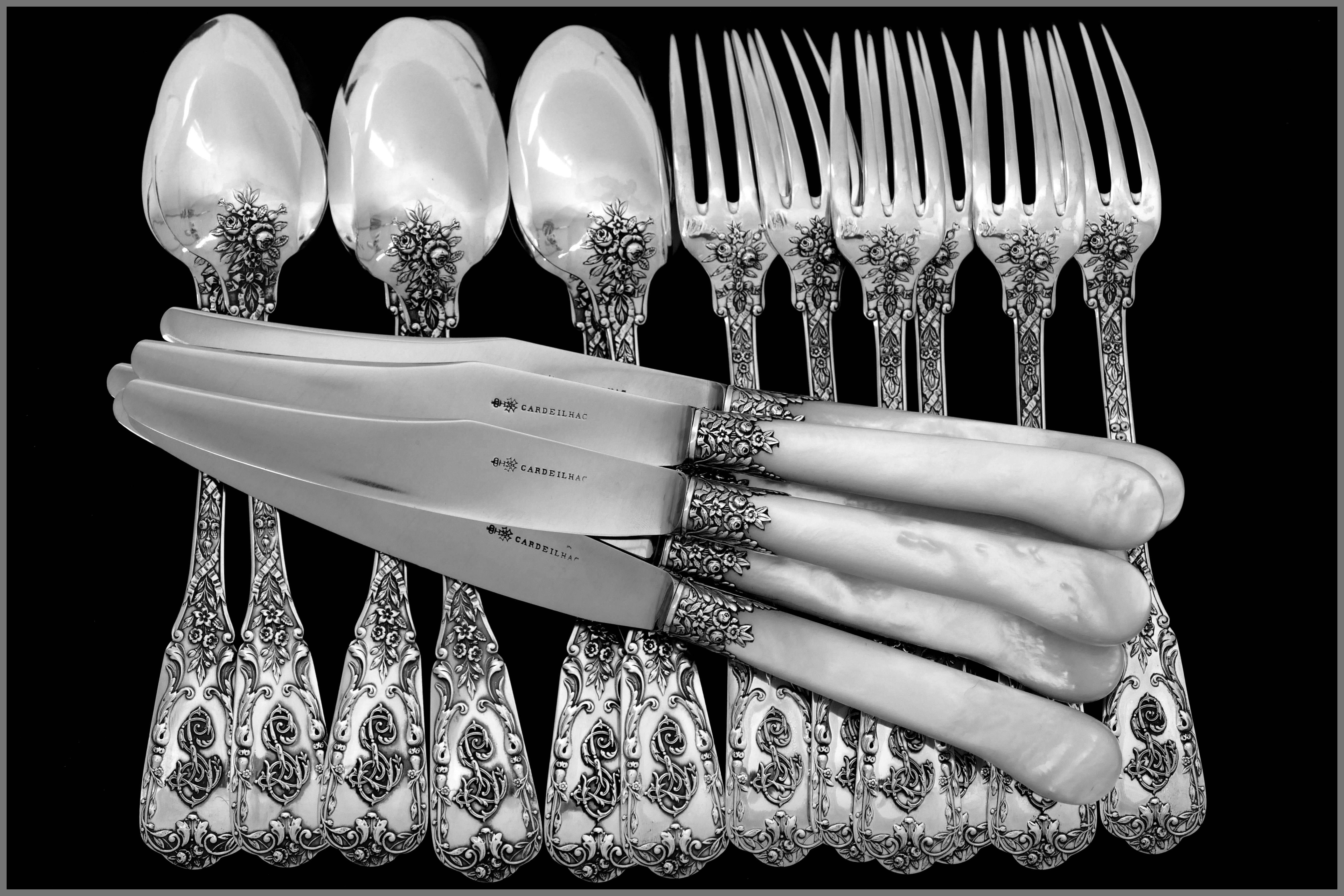 Cardeilhac French Sterling Silver Dinner Flatware Set of 18 Pieces Neoclassical 1