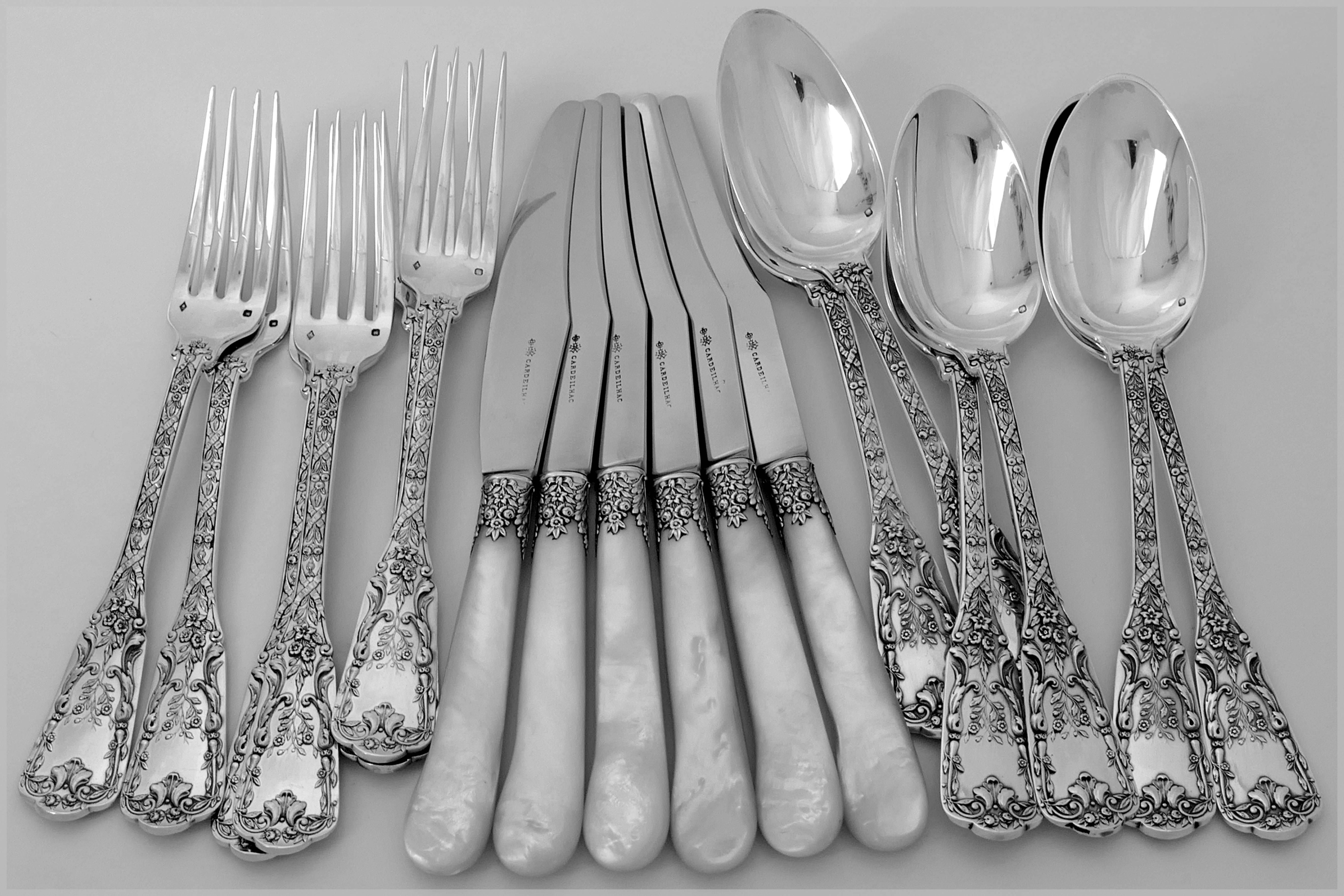 Cardeilhac French Sterling Silver Dinner Flatware Set of 18 Pieces Neoclassical 4