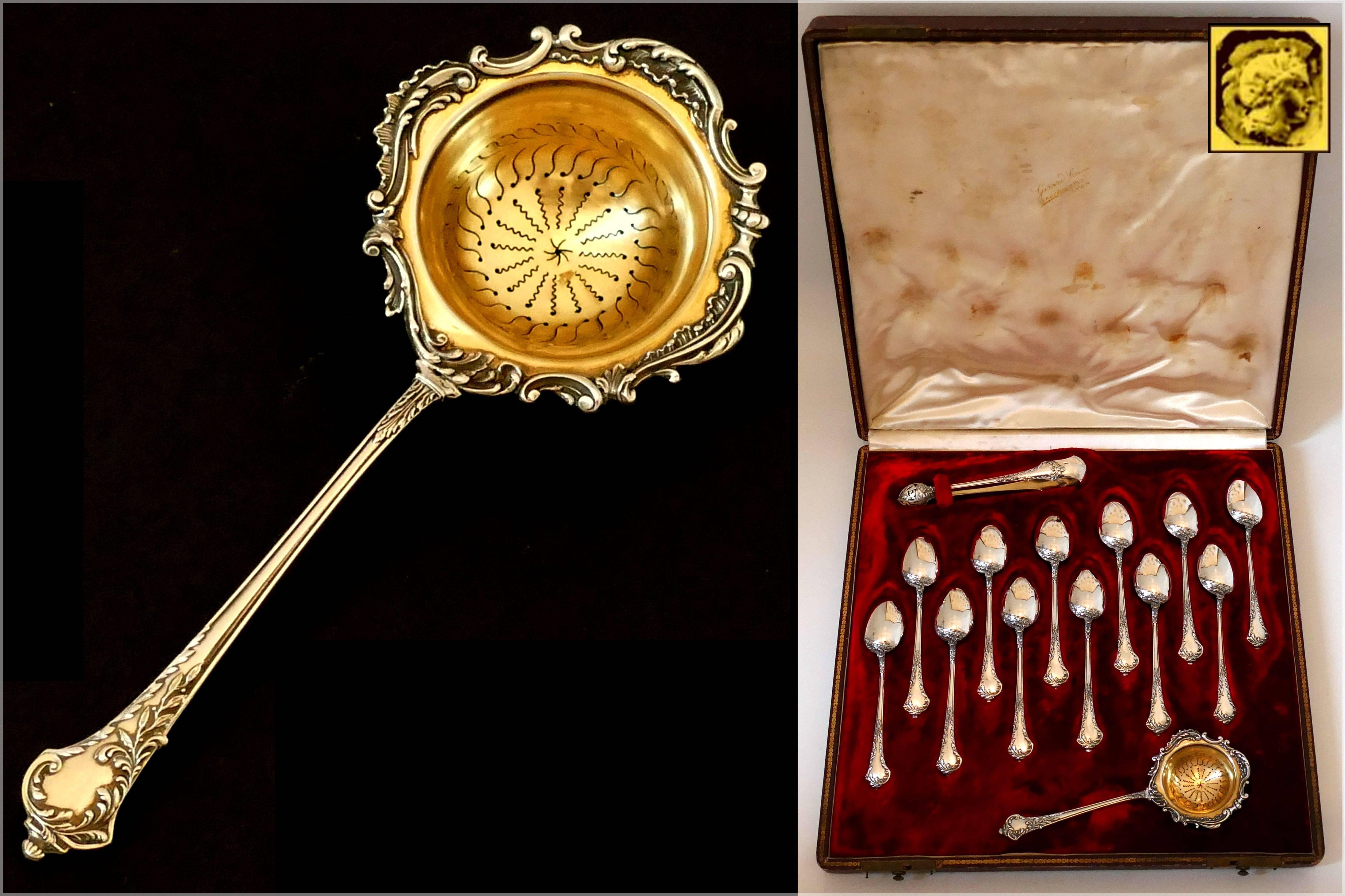 Debain Rare French Sterling Silver 18-Karat Gold Tea Service, Original Box For Sale 2