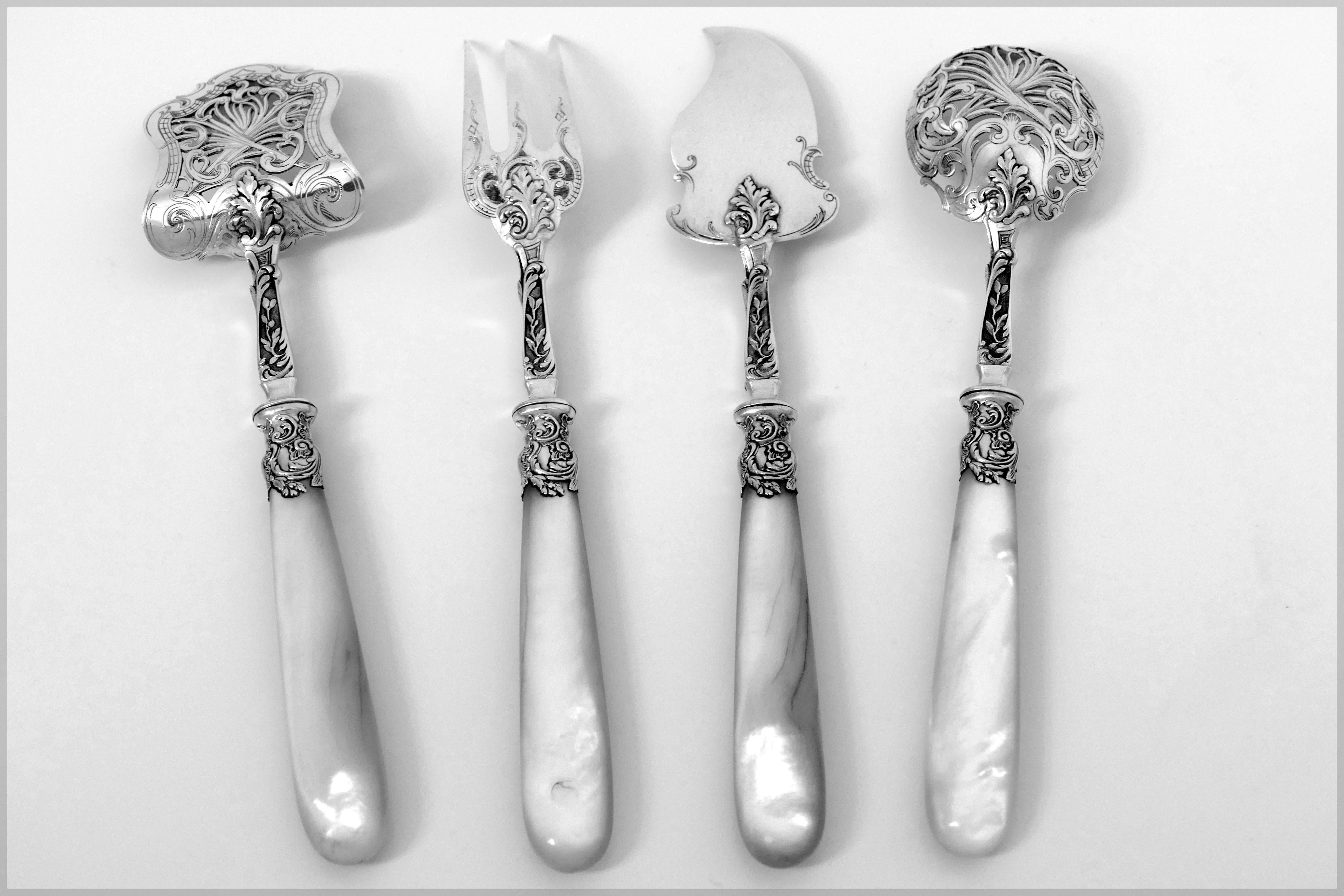 Cardeilhac French Sterling Silver and Mother-of-Pearl Serving Implement Set Box 3