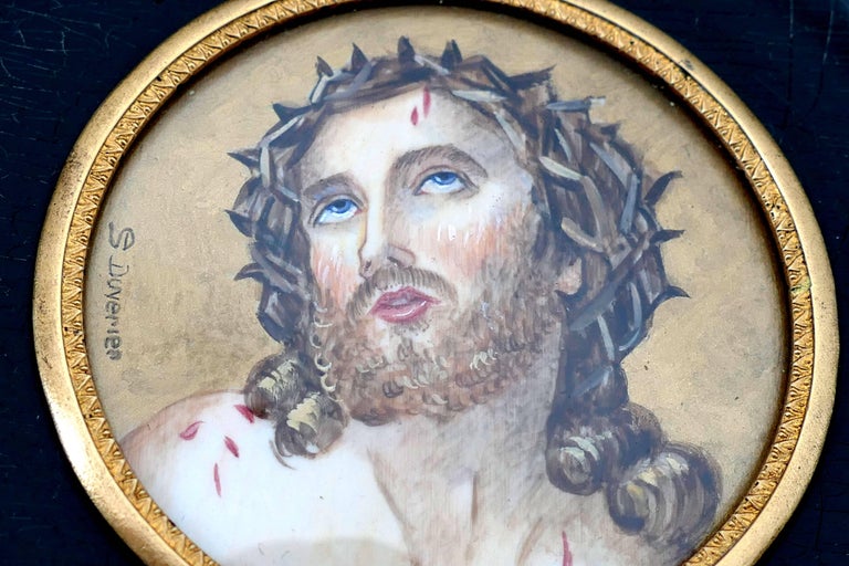 Duvivier Miniature Portrait HandPainting of Jesus Christ For Sale at
