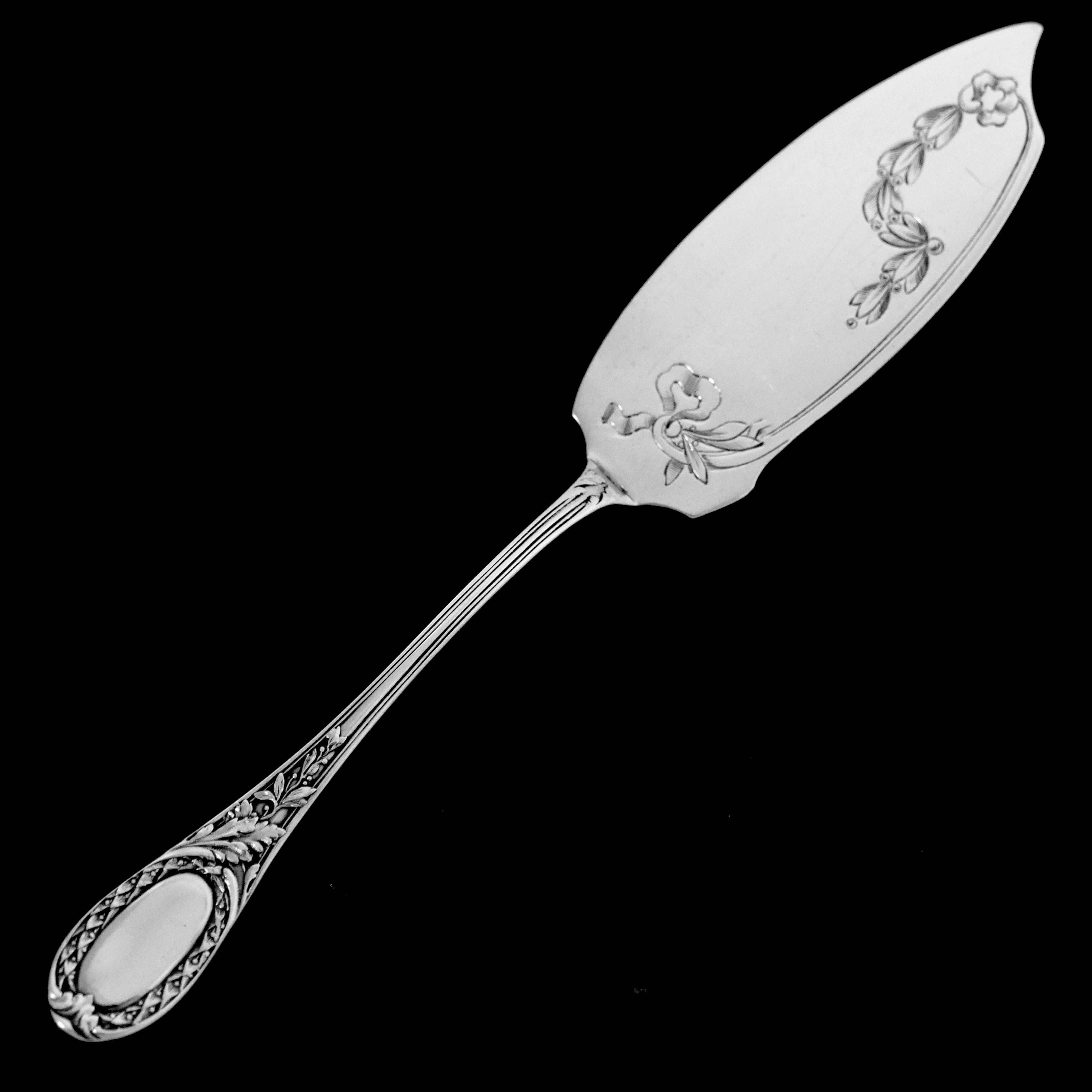 Puiforcat French Sterling Silver Dessert Hors D'oeuvre Set, Box, Neoclassical For Sale 5