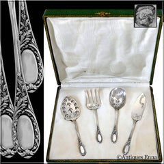 Puiforcat French Sterling Silver Dessert Hors D'oeuvre Set, Box, Neoclassical