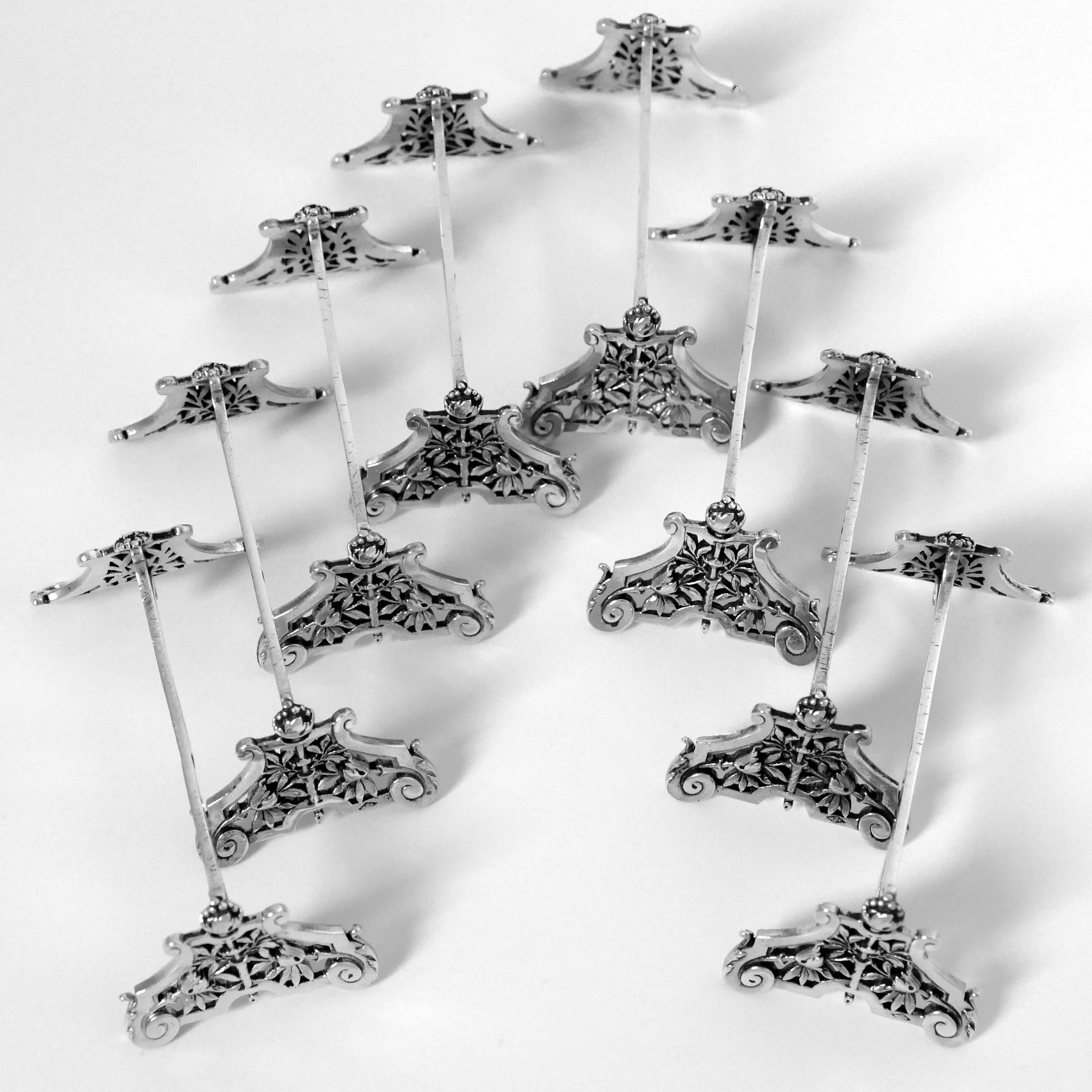 Guerchet Rare French All Sterling Silver Knife Rests Set Eight Pc, Neoclassical 2