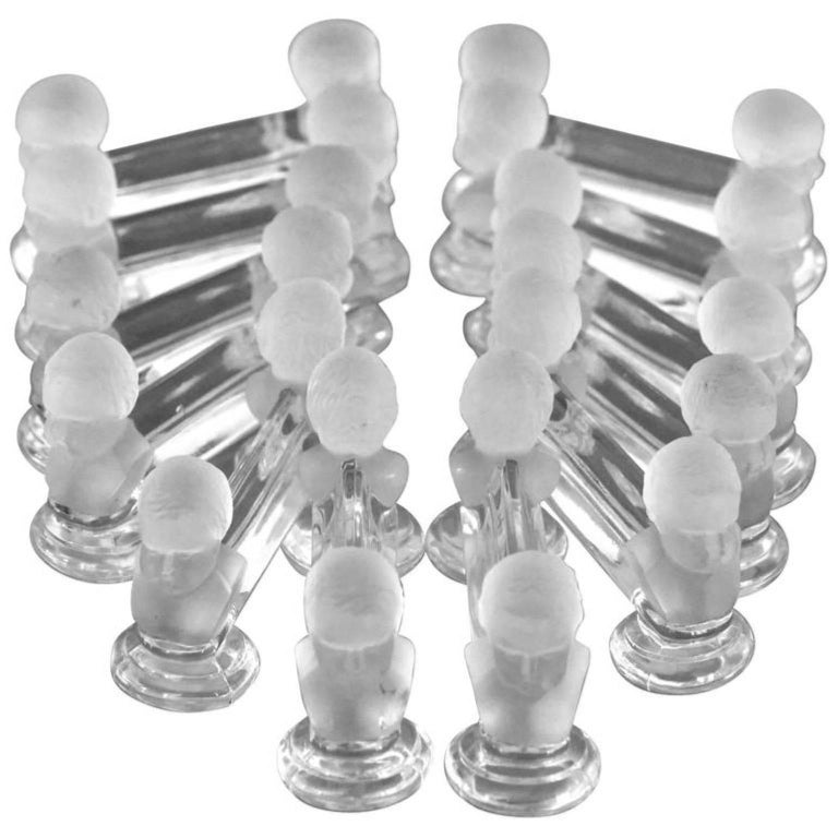 1900 Baccarat French Crystal Knife Rests Set 12 Pieces Cherub Model For Sale