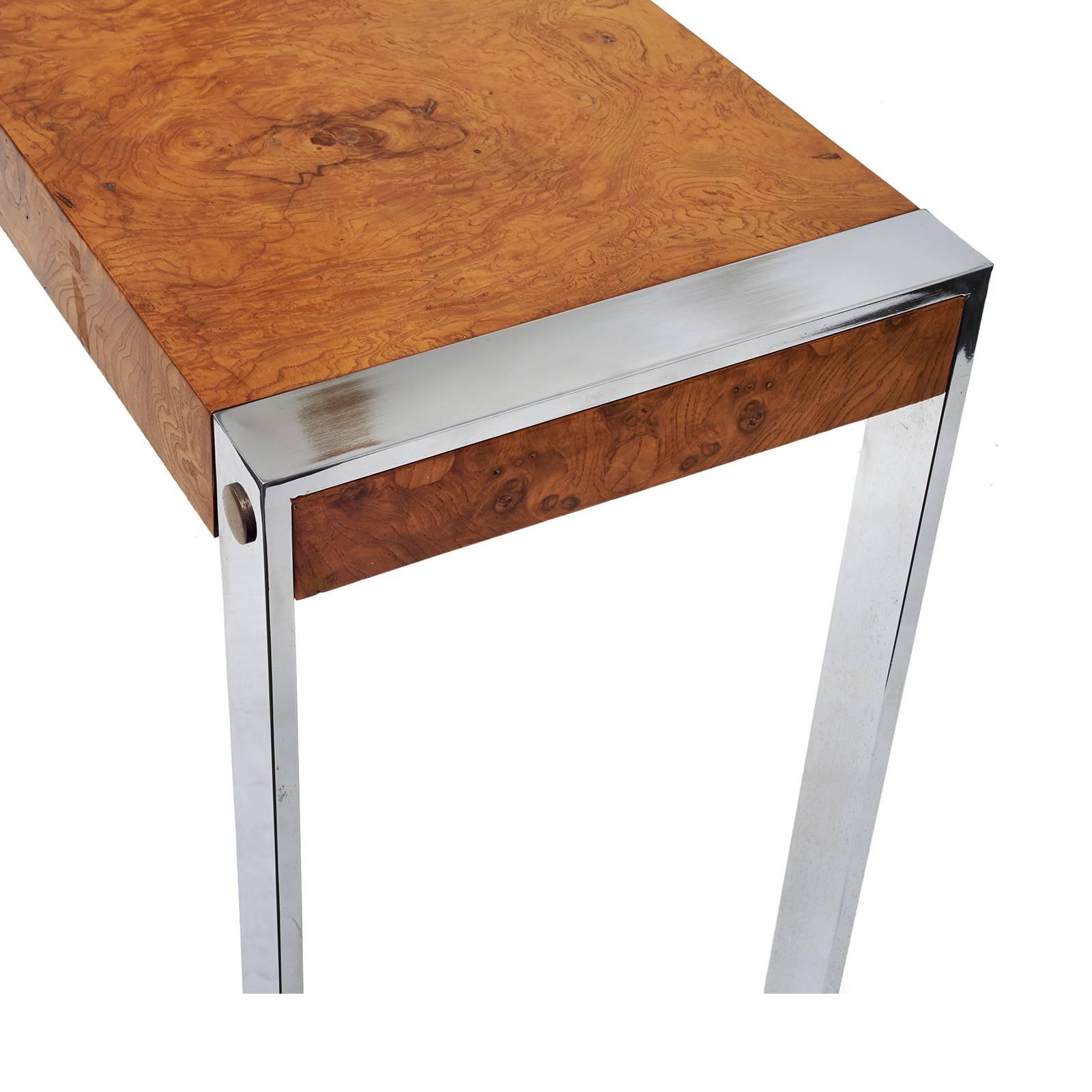 Veneer Burl and Chrome Console by Drexel