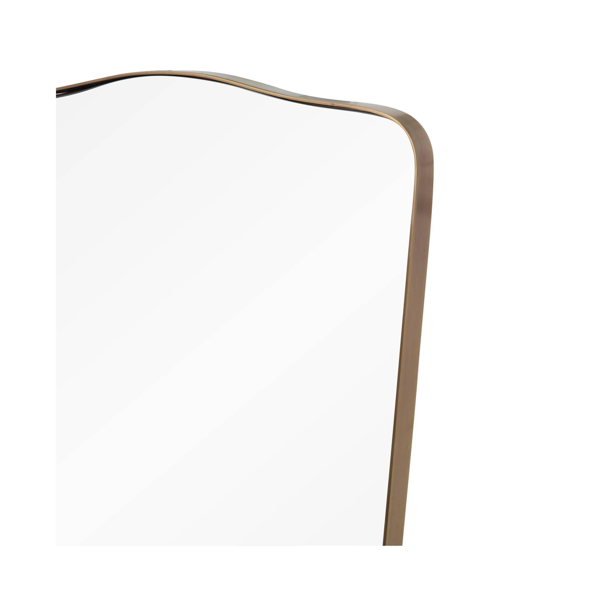 Italian modern-inspired mirror series available in an antique brass finish.