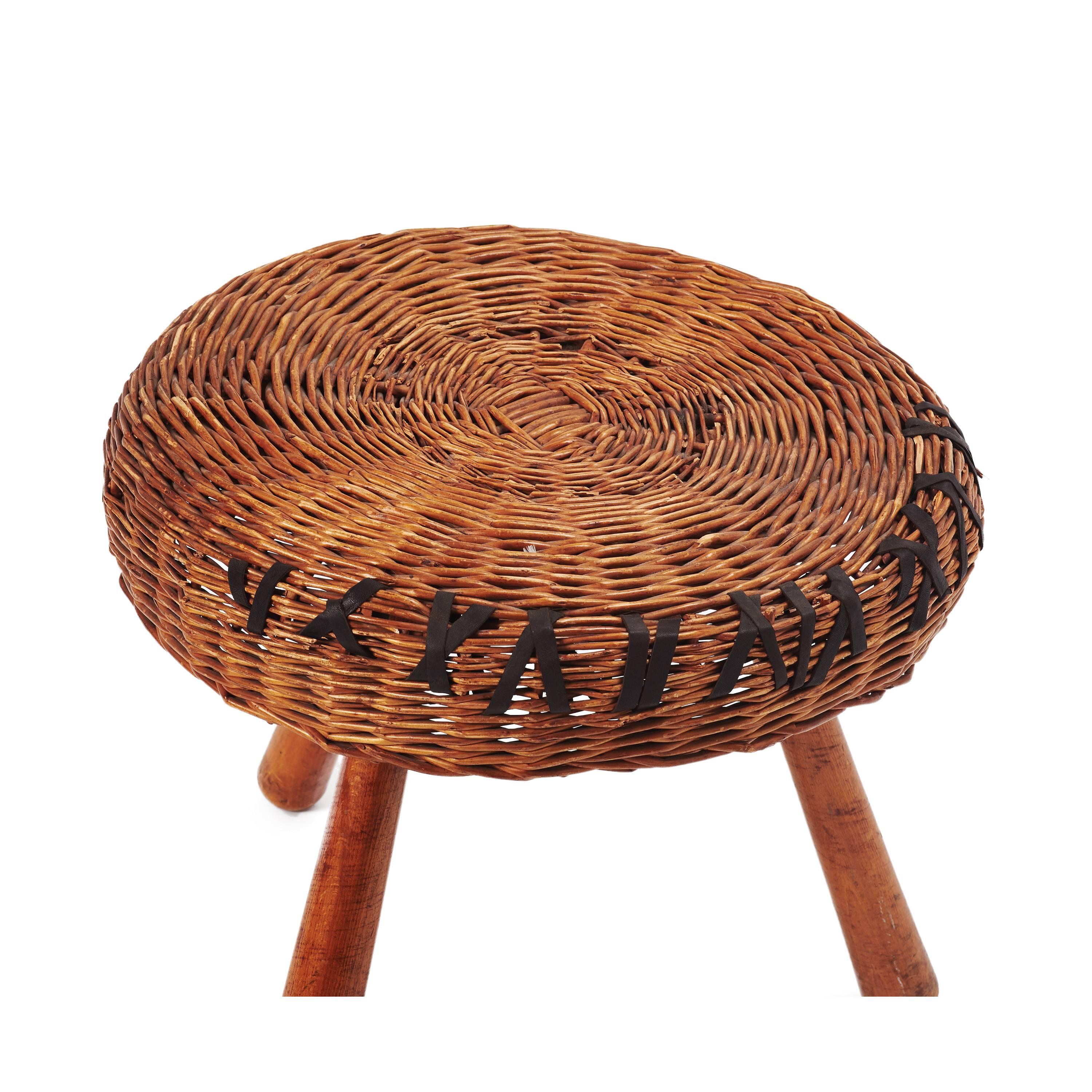 Vintage Rattan Stool by Tony Paul In Excellent Condition In Los Angeles, CA