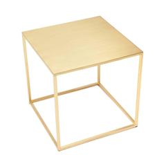 Frisco Satin Brass Cube Side Table by Patrick Cain Designs