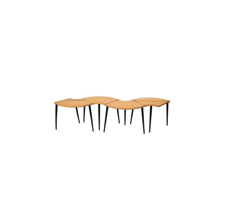 1950s Four Piece Coffee Table By Munising For At 1stdibs Four Piece Modular Coffee Table Made In Michigan Circa 1950 By Munising