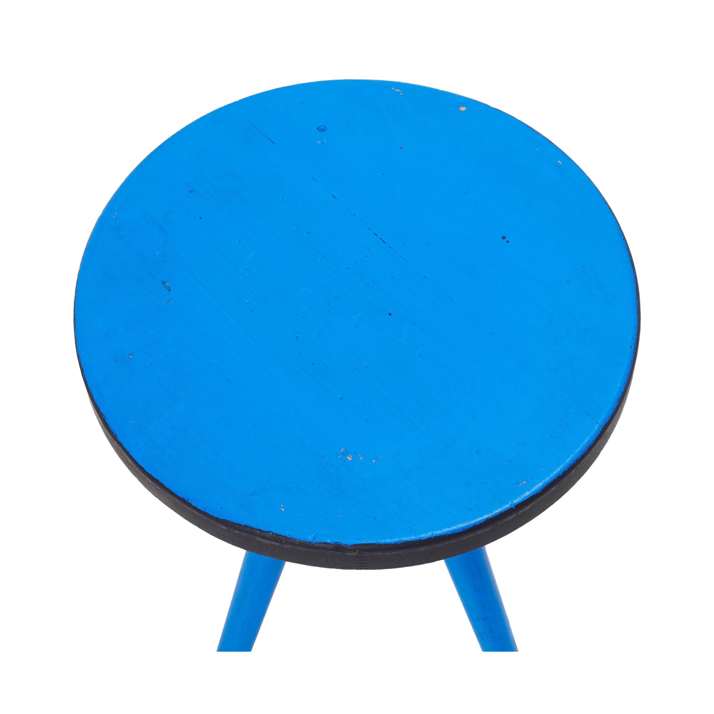 20th Century Vintage Blue Low Stool