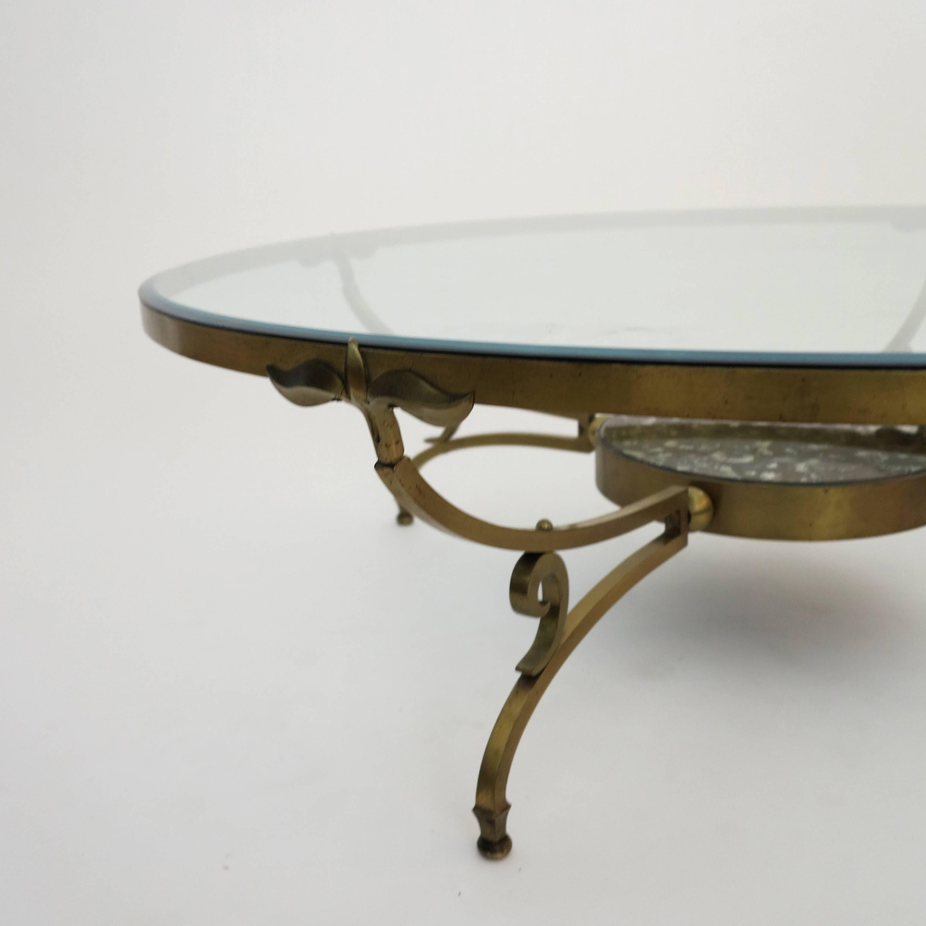 Mid-Century Modern Round Bronze and Glass Coffee Table by Arturo Pani For Sale