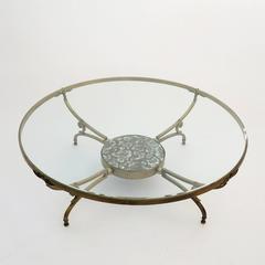 Round Bronze and Glass Coffee Table by Arturo Pani