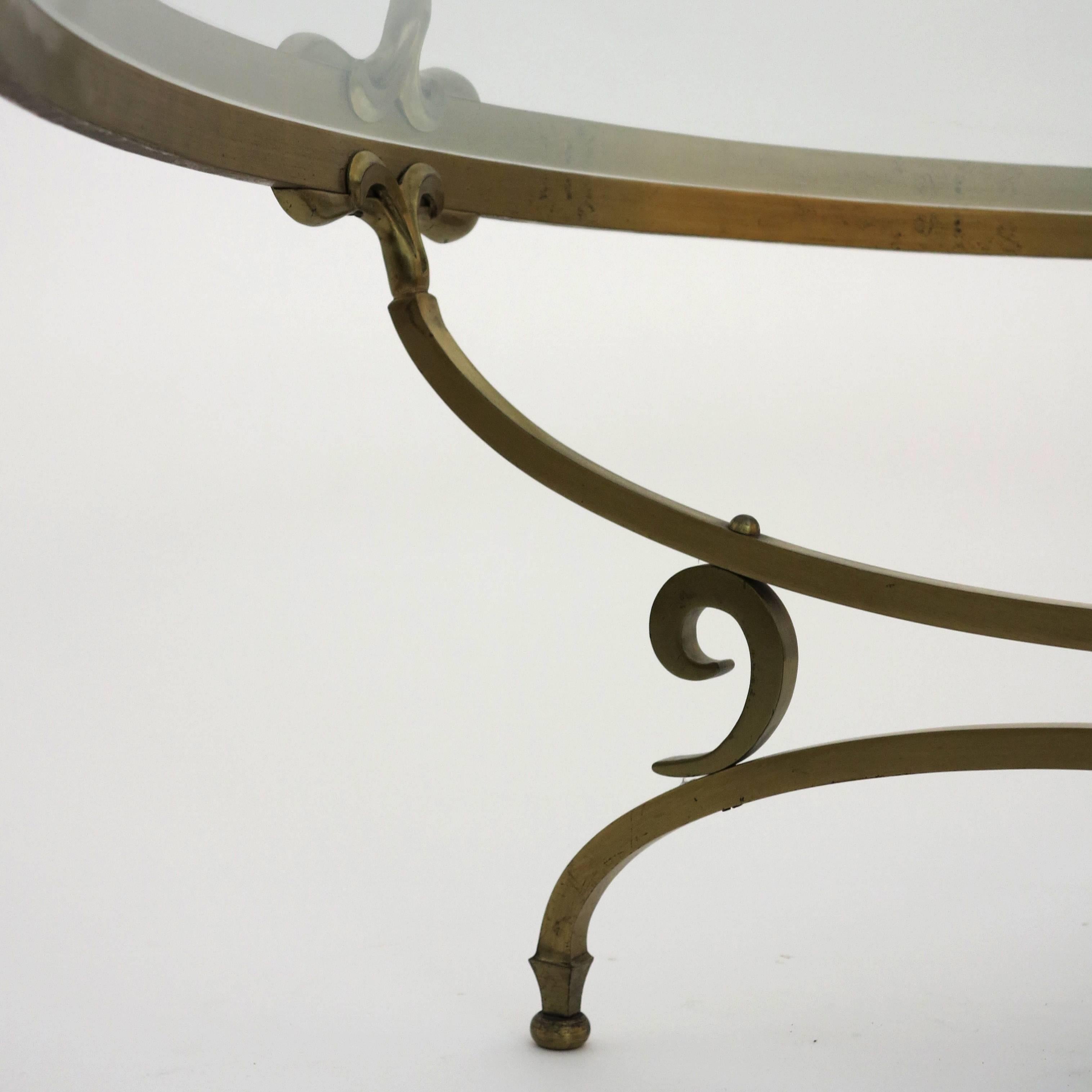 Beveled Round Bronze and Glass Coffee Table by Arturo Pani For Sale