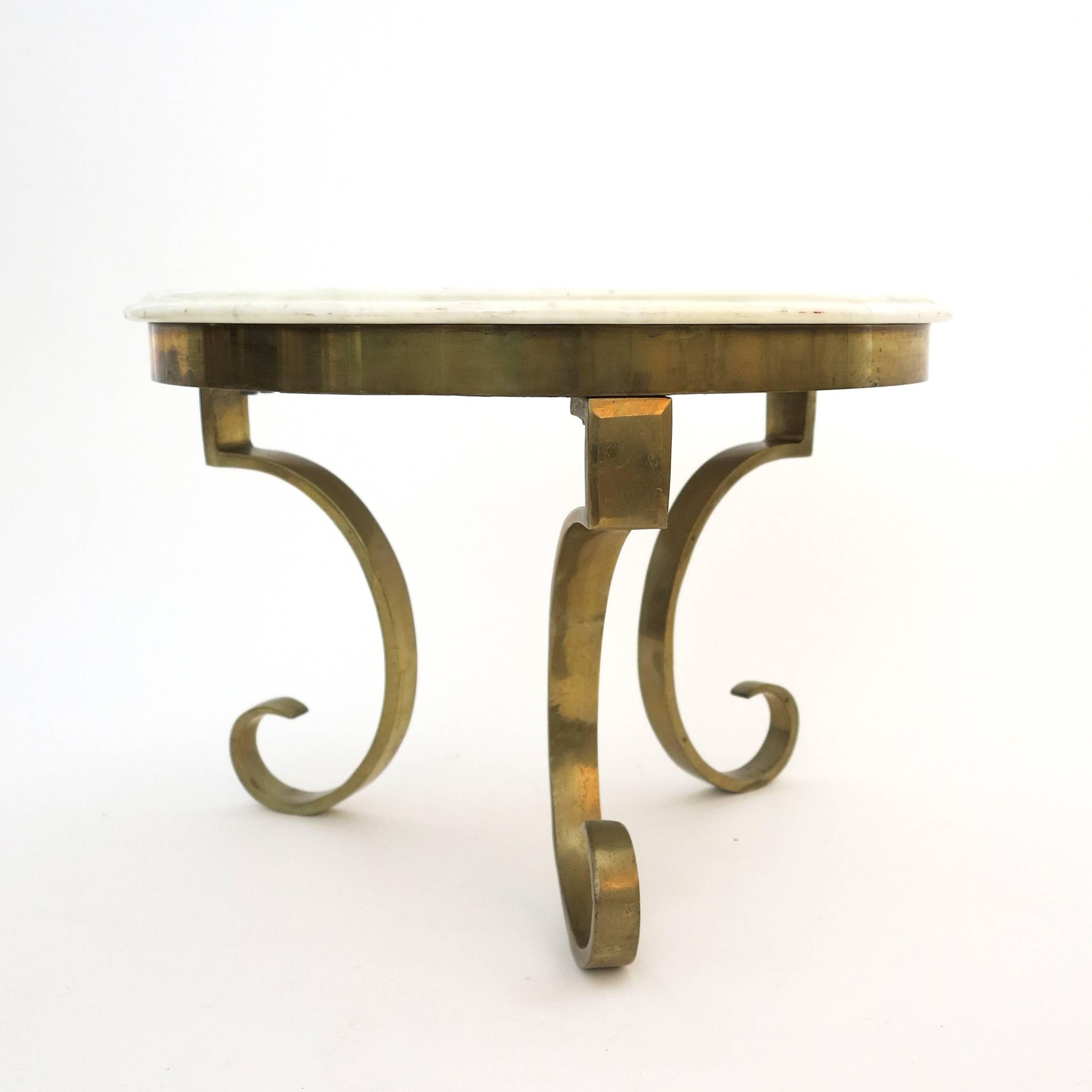 Mid-Century Modern Solid Bronze and Marble Side Table by Muller´s