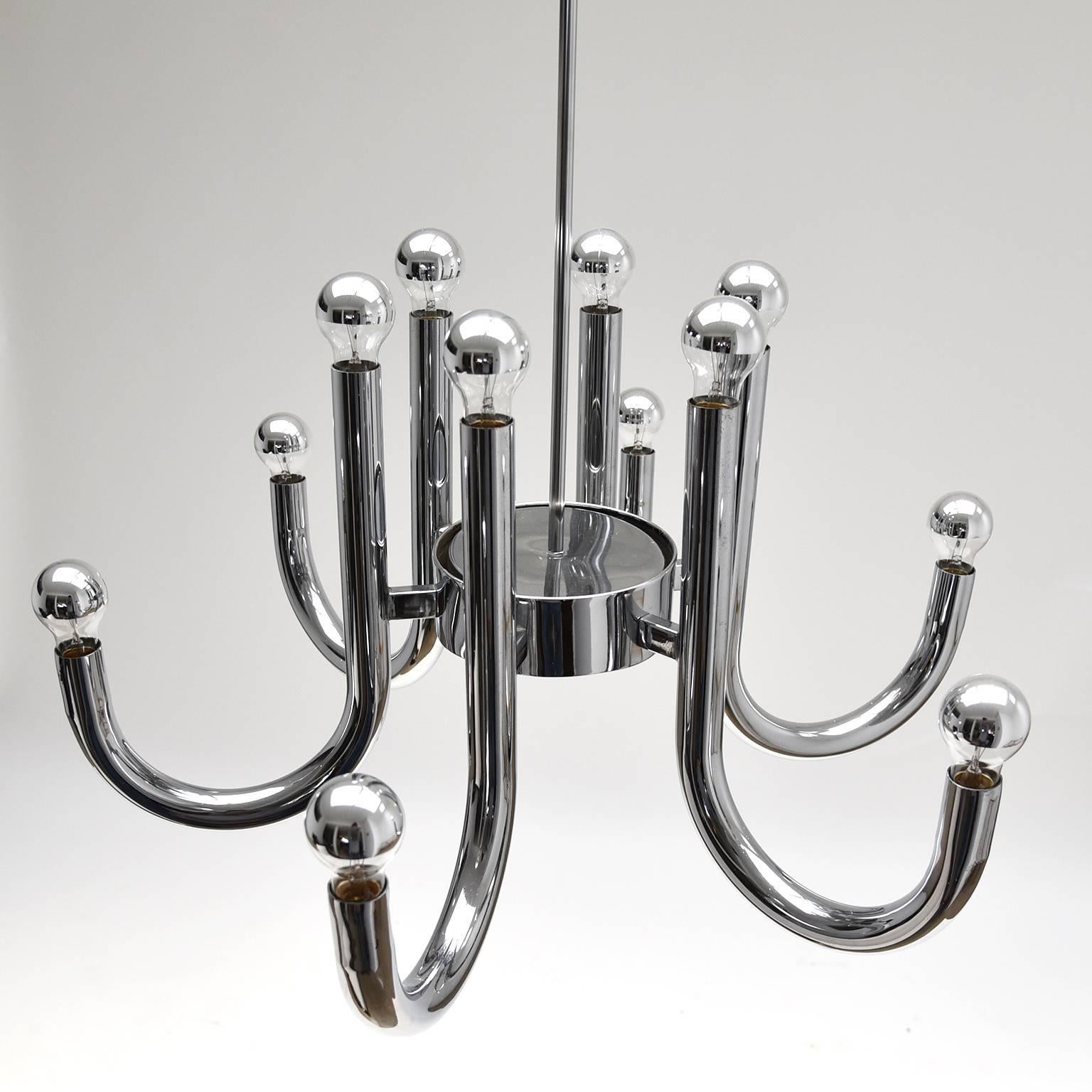 Beautiful and stylish celling lamp manufactured in chromed metal by Lightolier.