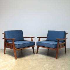 Pair of Unique Lounge Chairs, circa 1960
