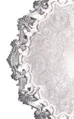 Large Round Sterling Footed Tray, English, 1810