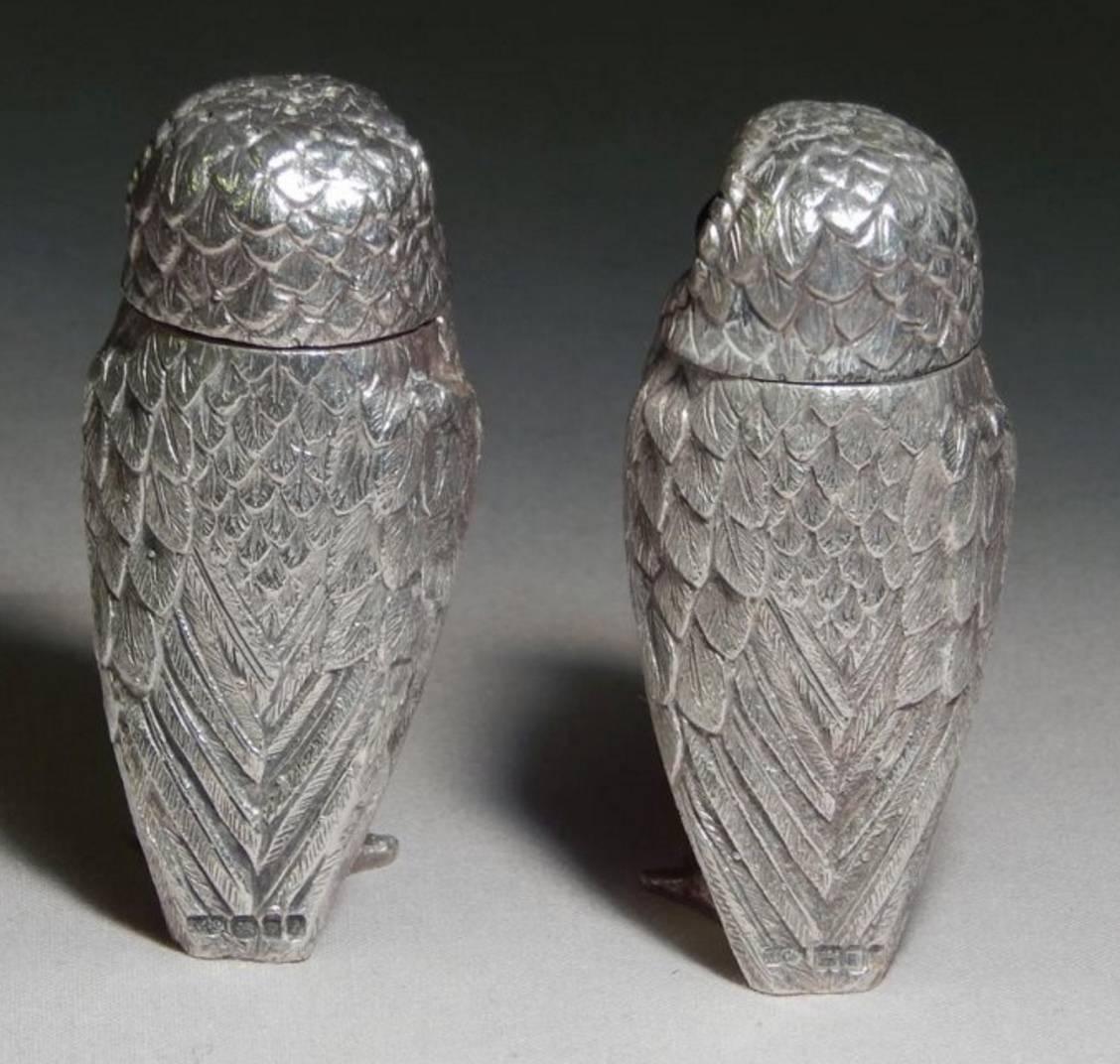 silver owl salt and pepper shakers