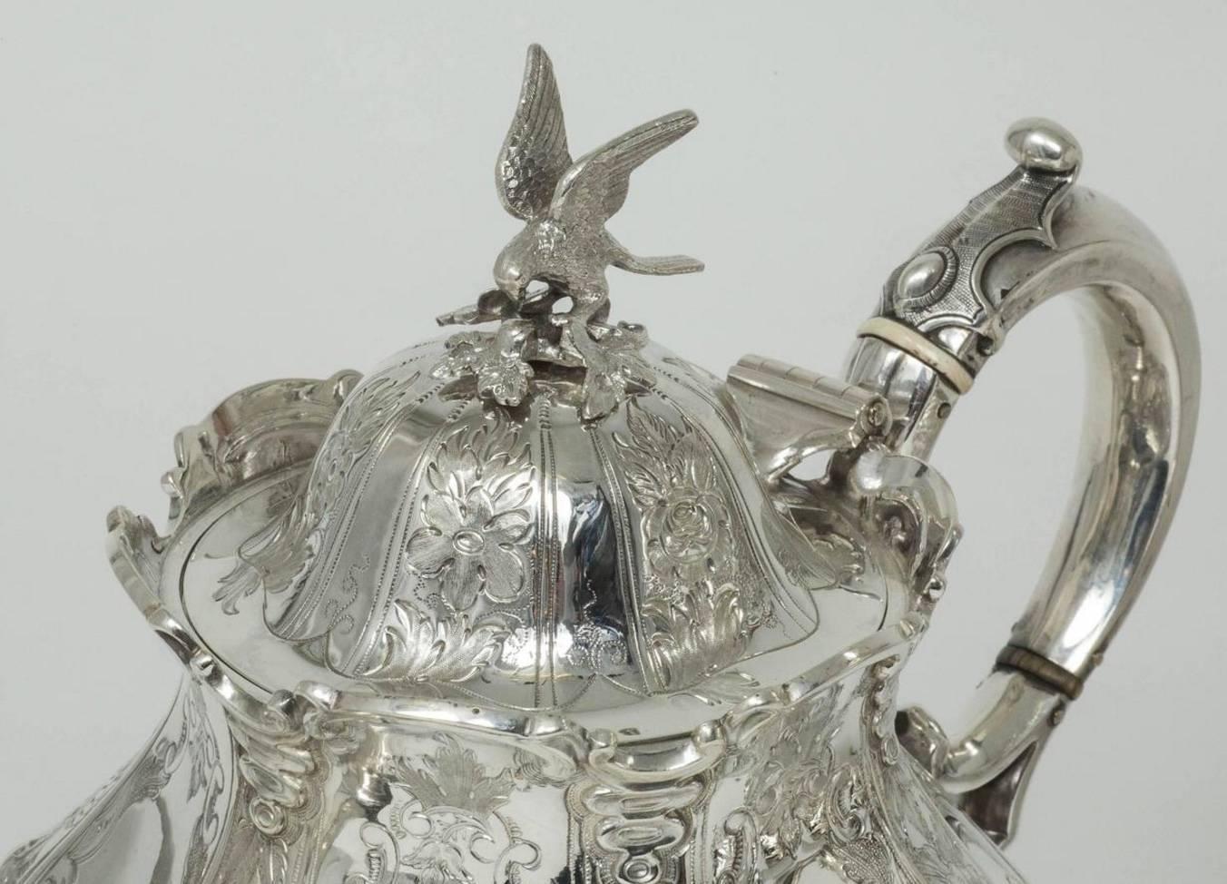 Exceptional Quality Antique English Sterling Silver Tea and Coffee Set Victorian For Sale at 1stdibs