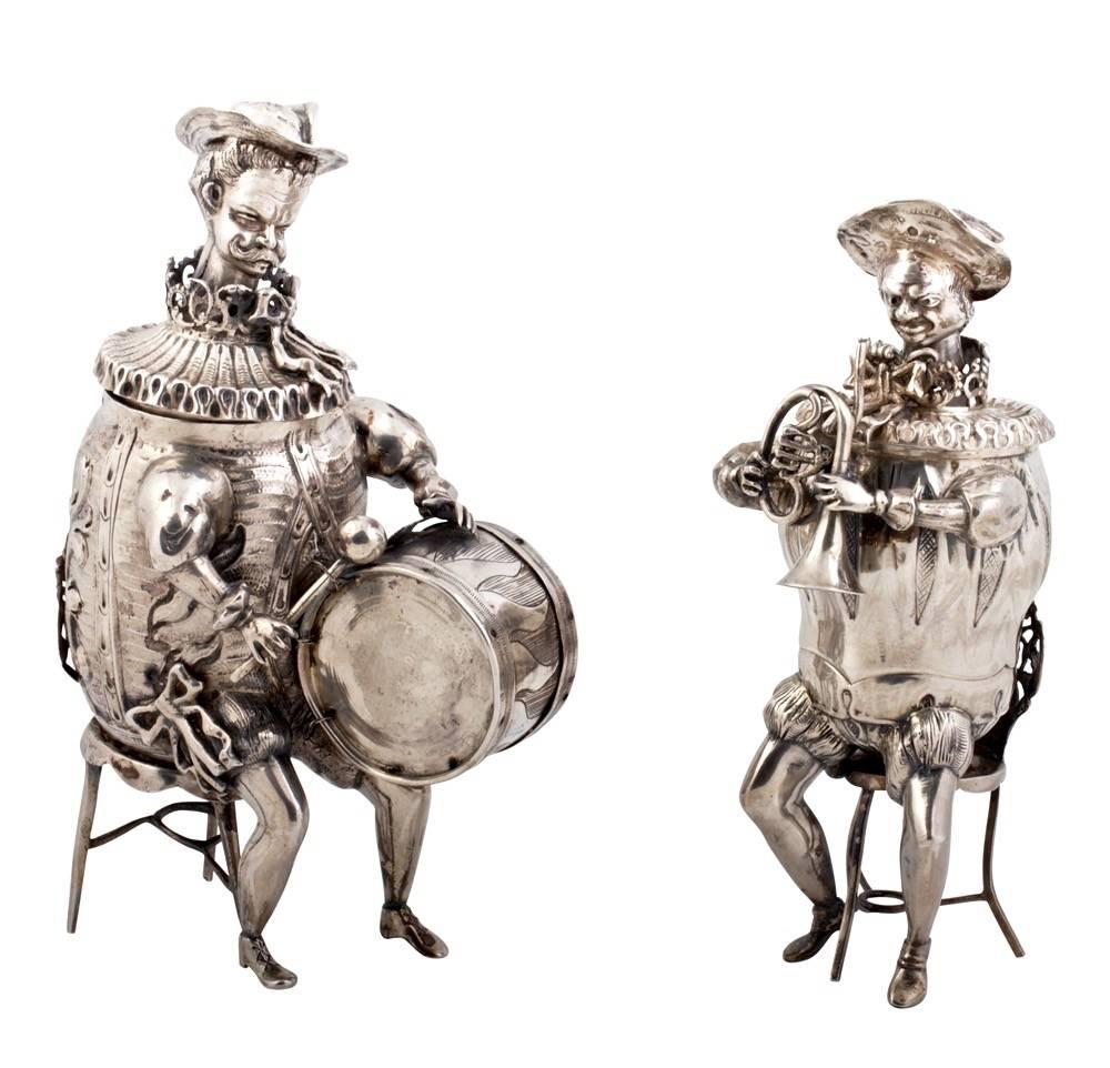 Rare and Unusual Antique Silver Musical Figures