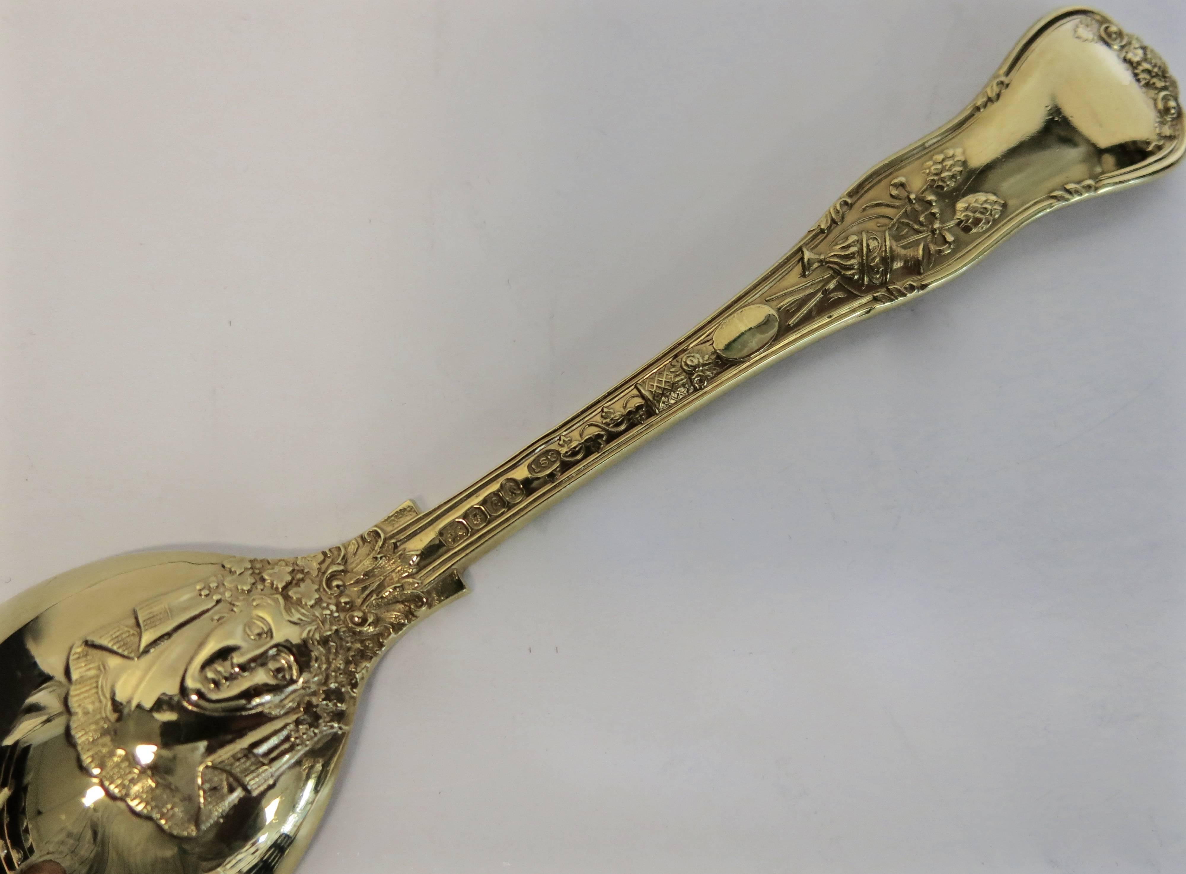 20th Century Bacchanalian, Sterling Silver Gilt Flatware Complete for 12, Very Rare Pattern