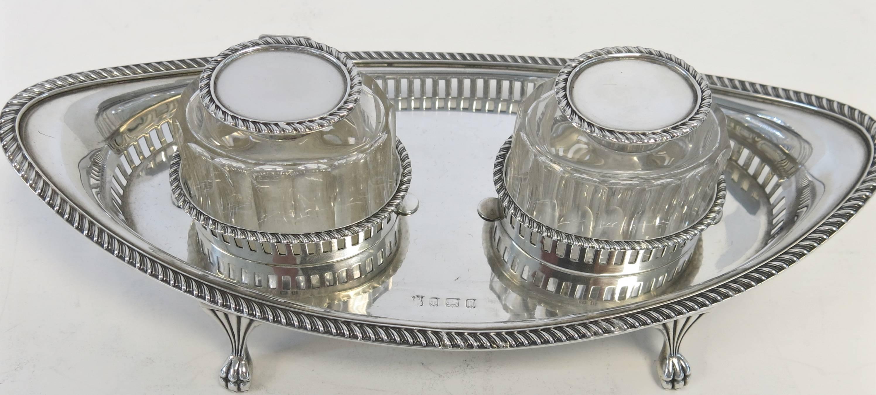 Antique English, Sterling Silver Inkstand In Good Condition In New York, NY