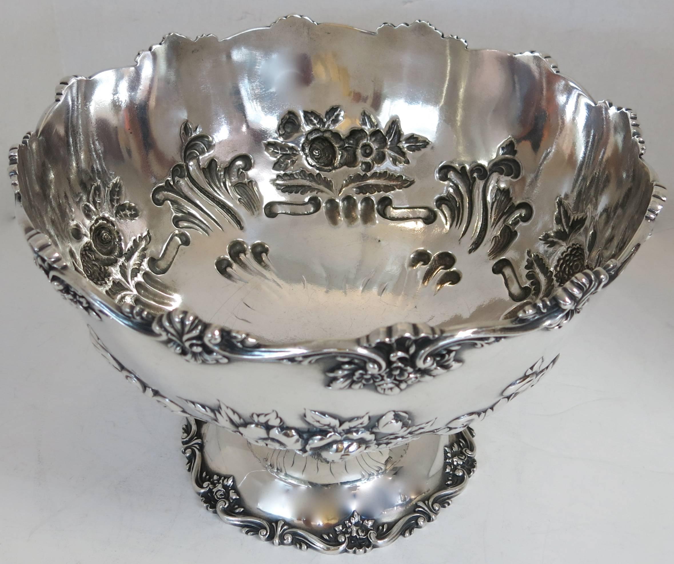 American Large Antique Sterling Silver Bowl, Black, Starr & Frost