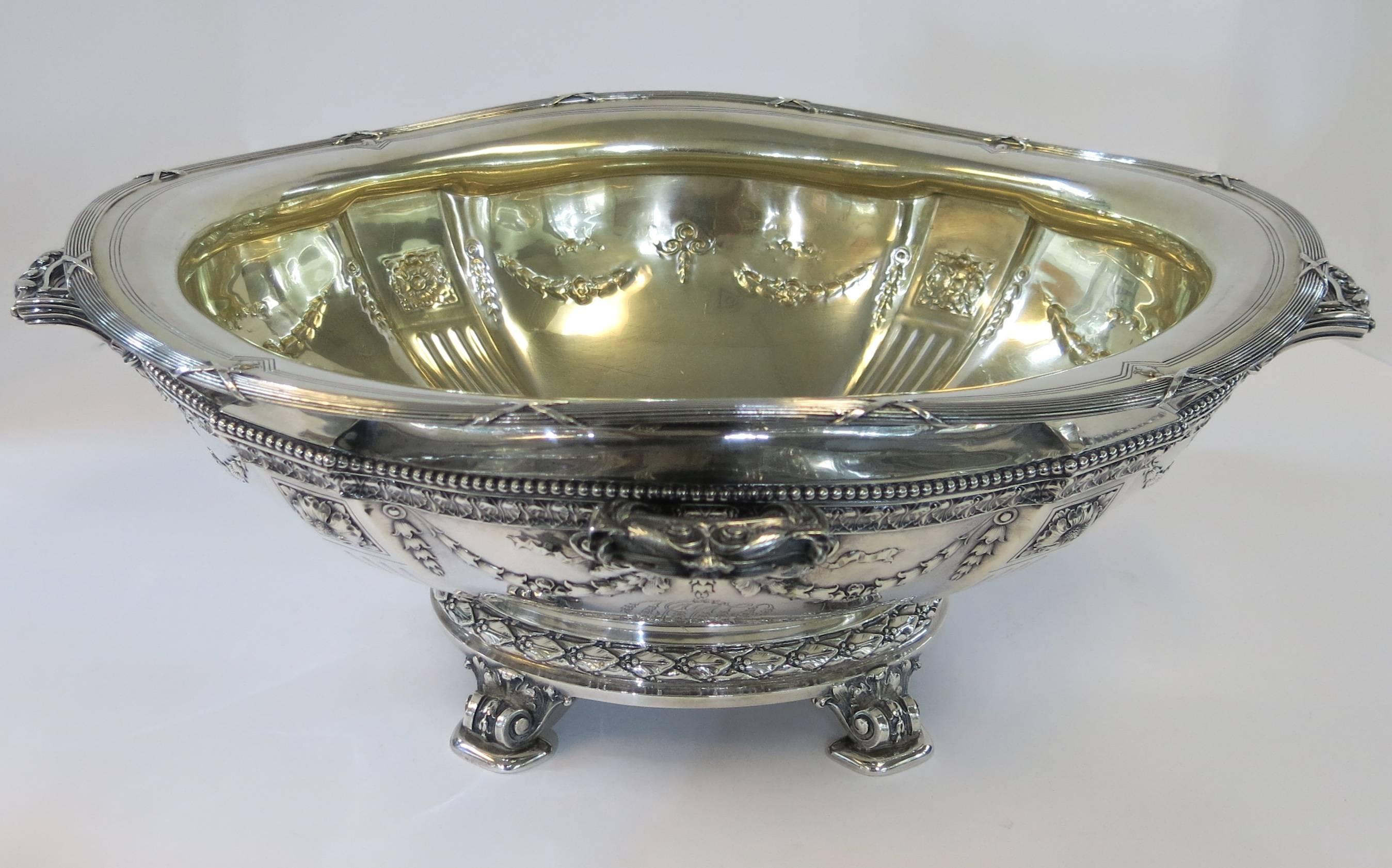 Early 20th Century Large Oval Antique Sterling Silver Centrepiece by Gorham
