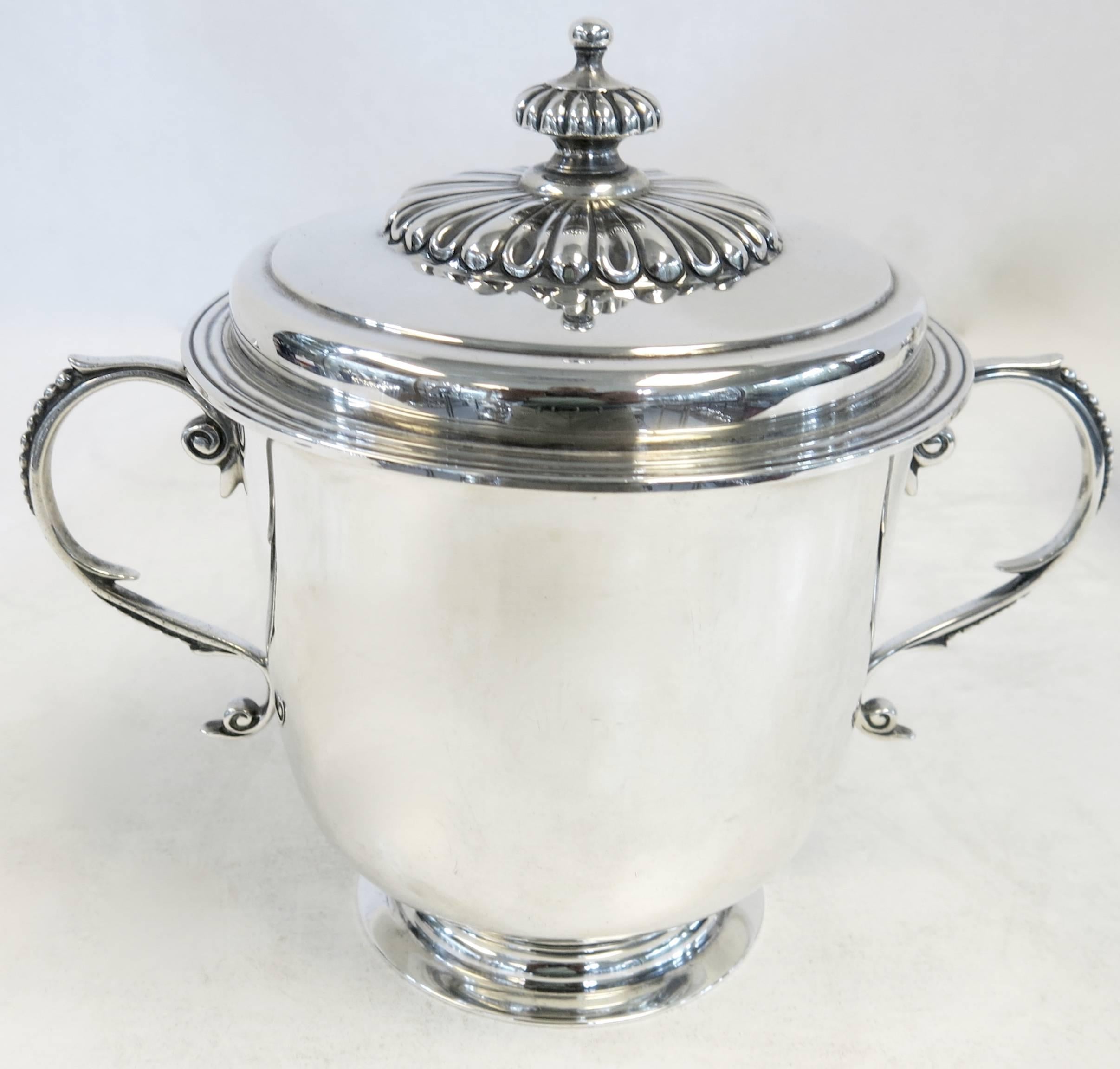 English Good Quality Pair of Sterling Silver Cup and Covers