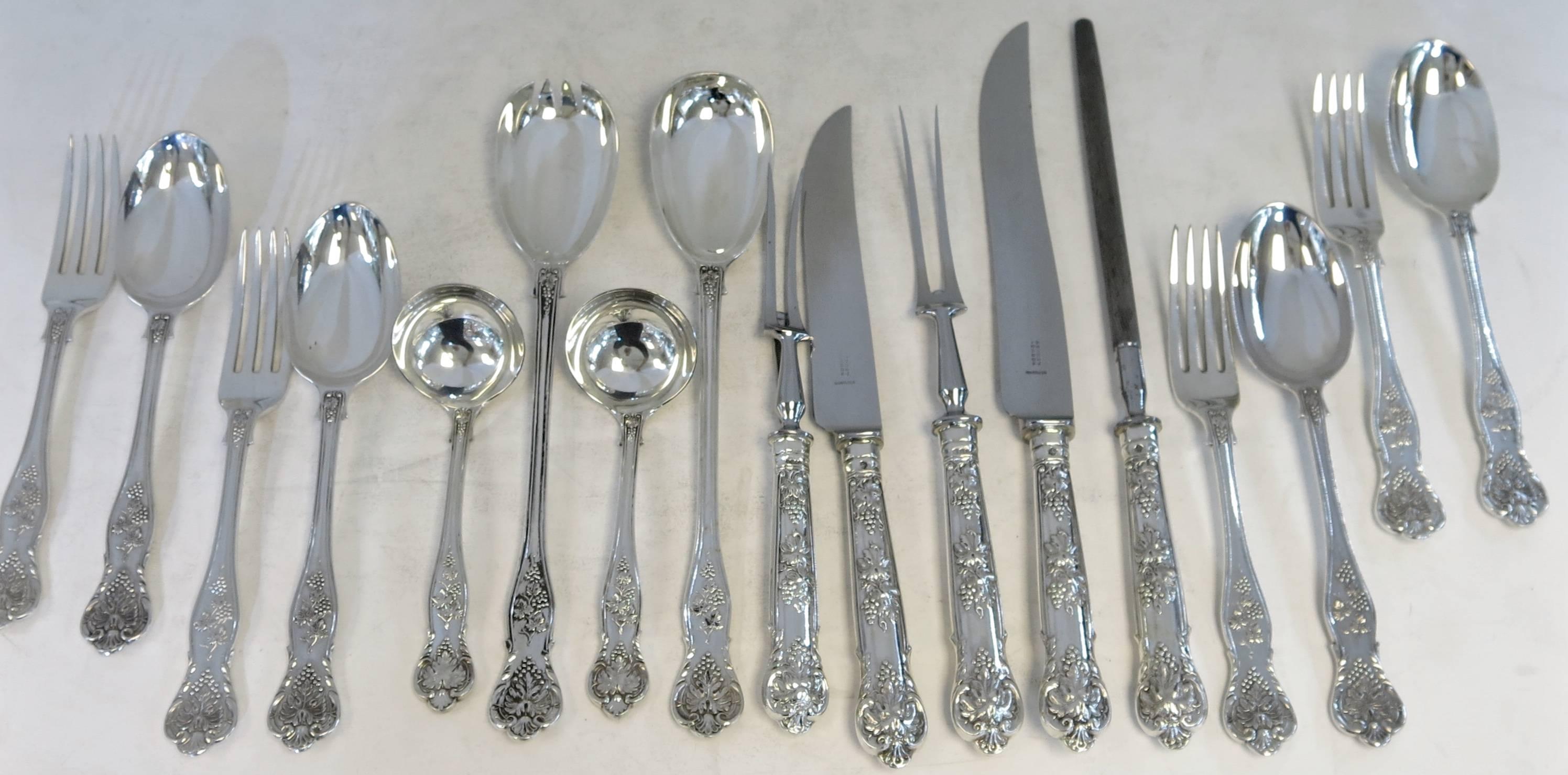 20th Century Rare, Trailing Vine, Sterling Silver Flatware Set by Asprey & Co. 161 Pieces For Sale