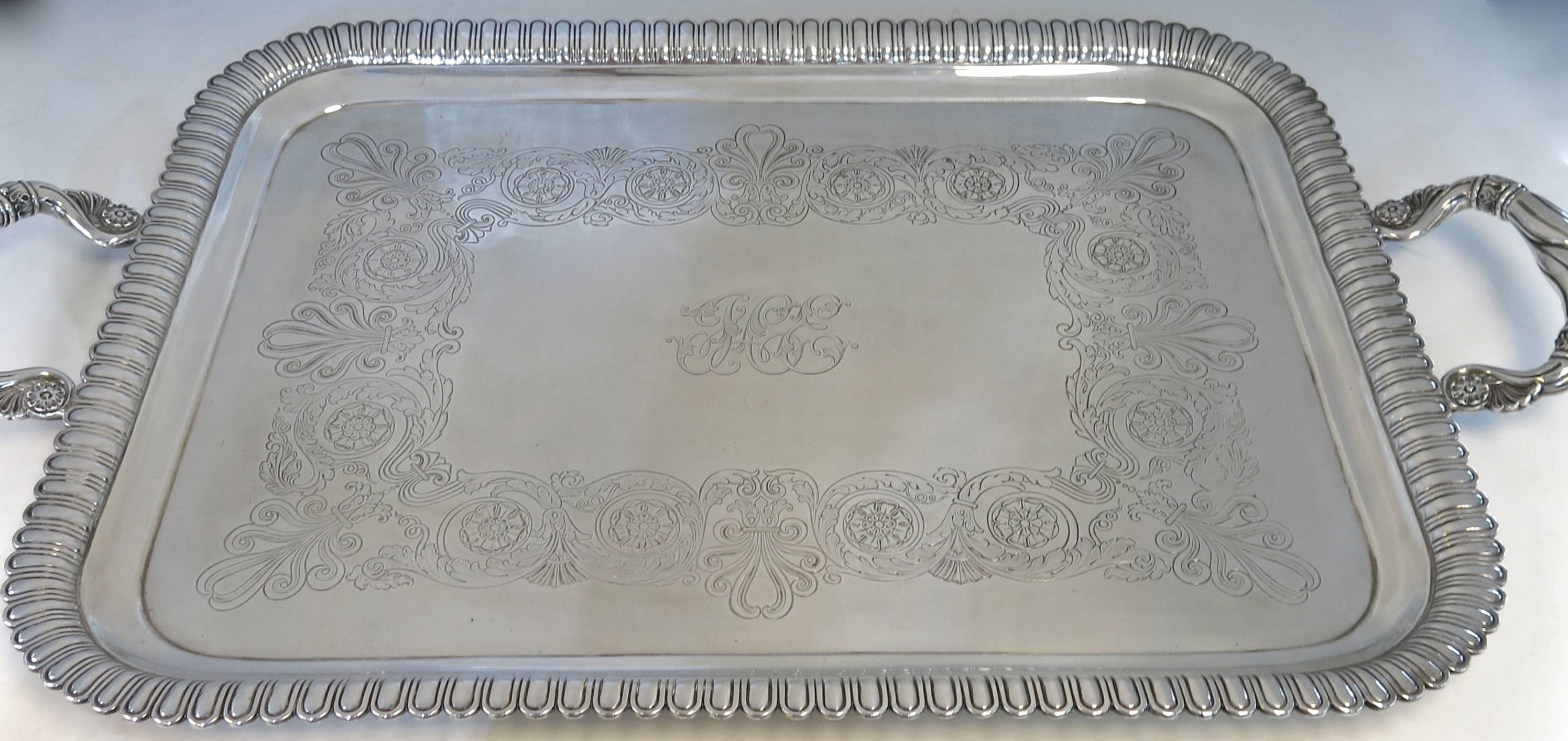 Very Large, Art Nouveau Style, Sterling Silver Tray, English 3