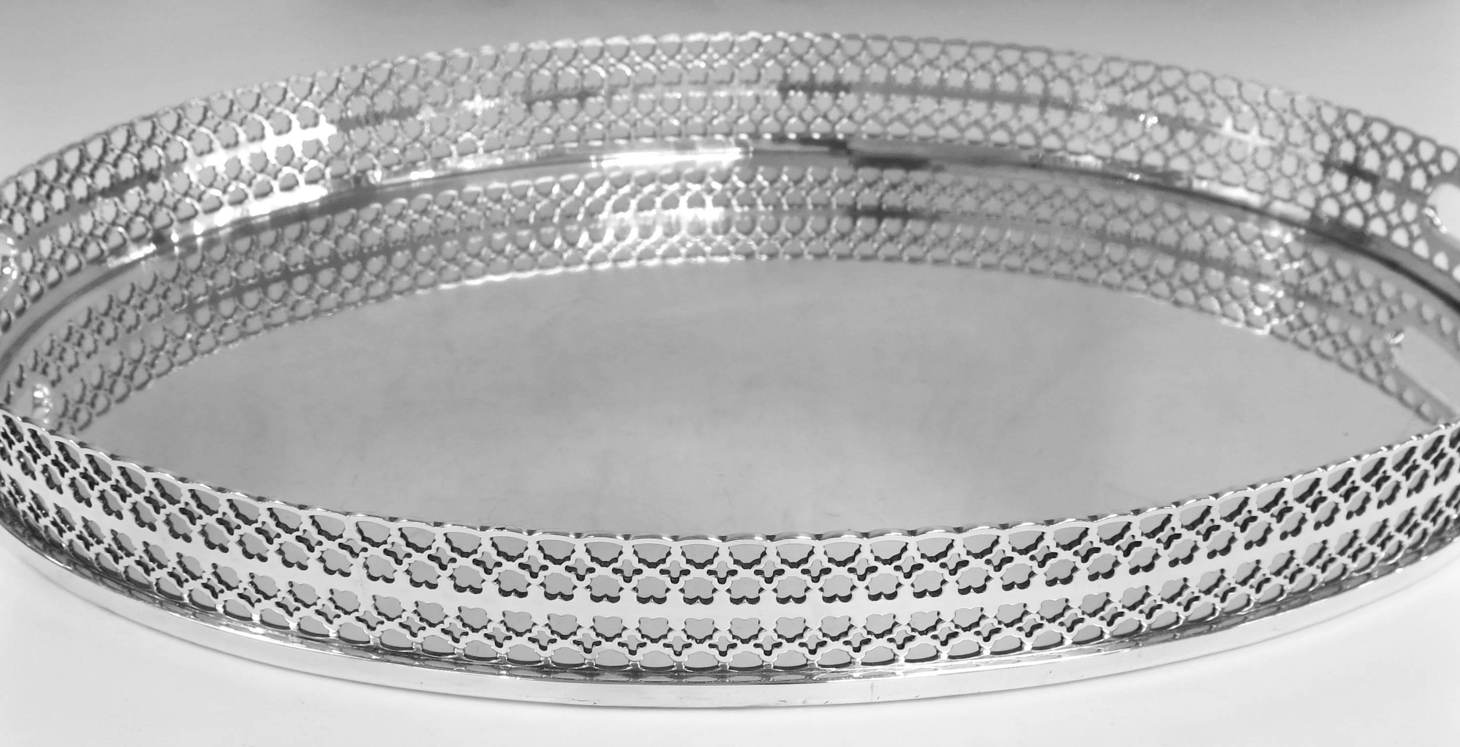 Tiffany, Sterling Silver Oval Gallery Tray In Good Condition In New York, NY