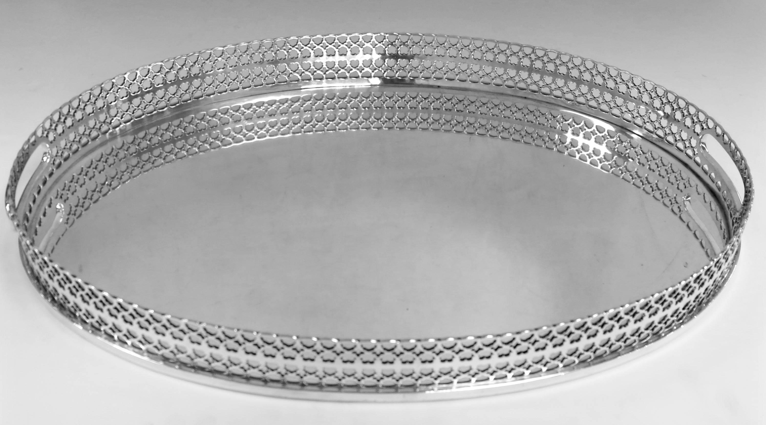 20th Century Tiffany, Sterling Silver Oval Gallery Tray