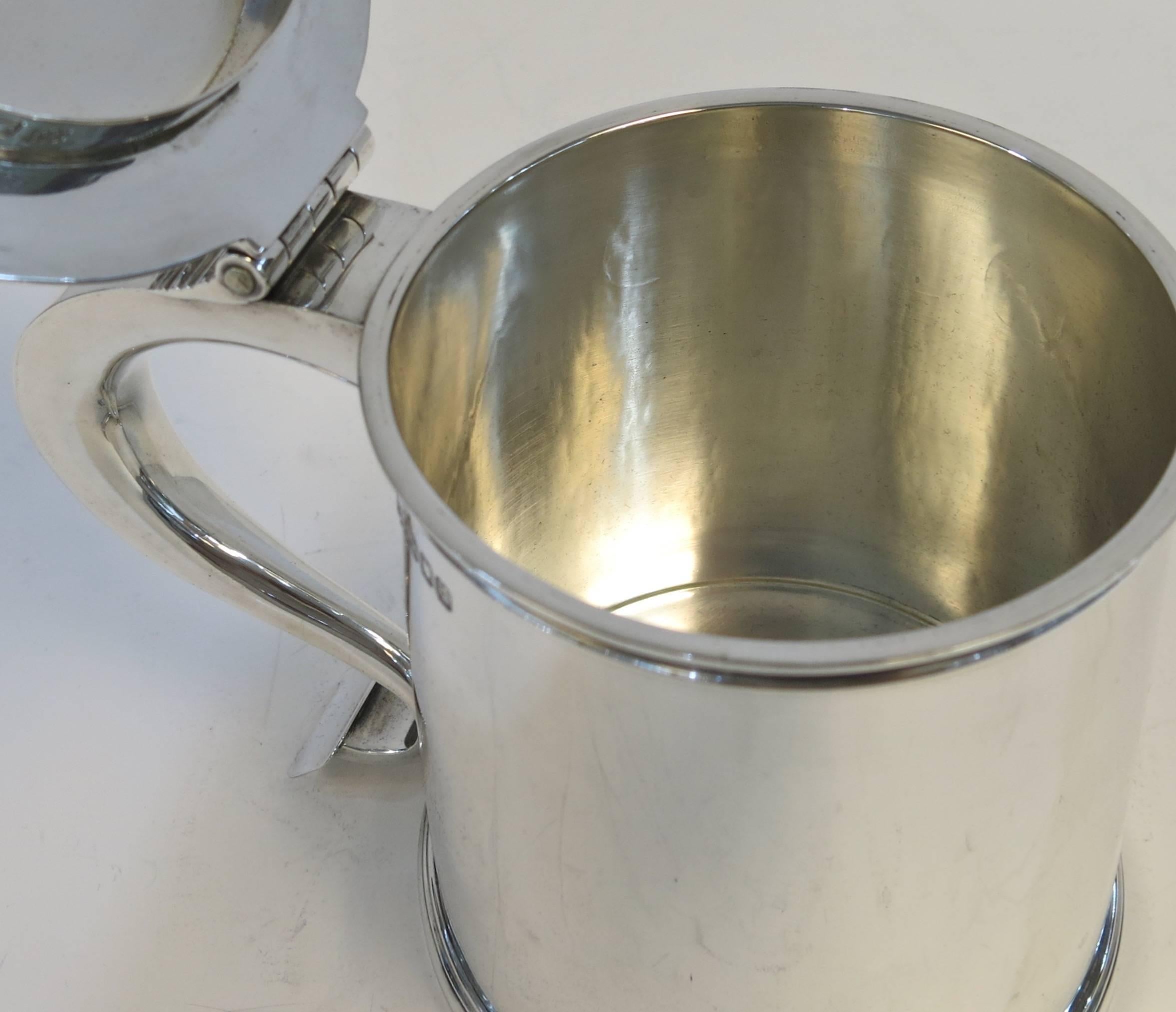 English Exceptional Charles II Style Sterling Silver Tankard