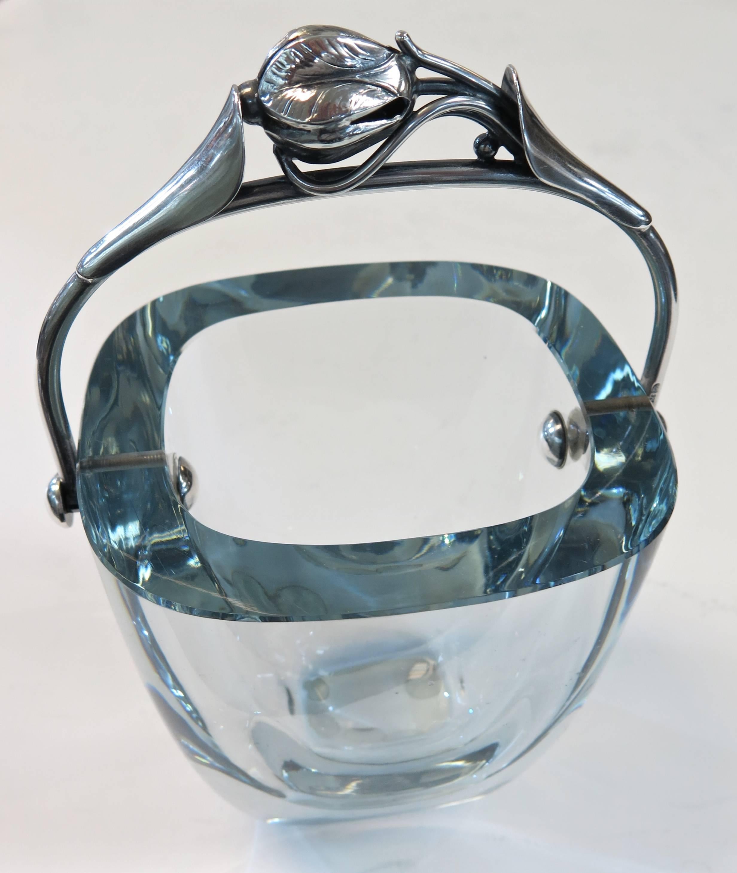 Mid-Century Modern, Danish Silver and Glass Ice Bucket In Good Condition In New York, NY