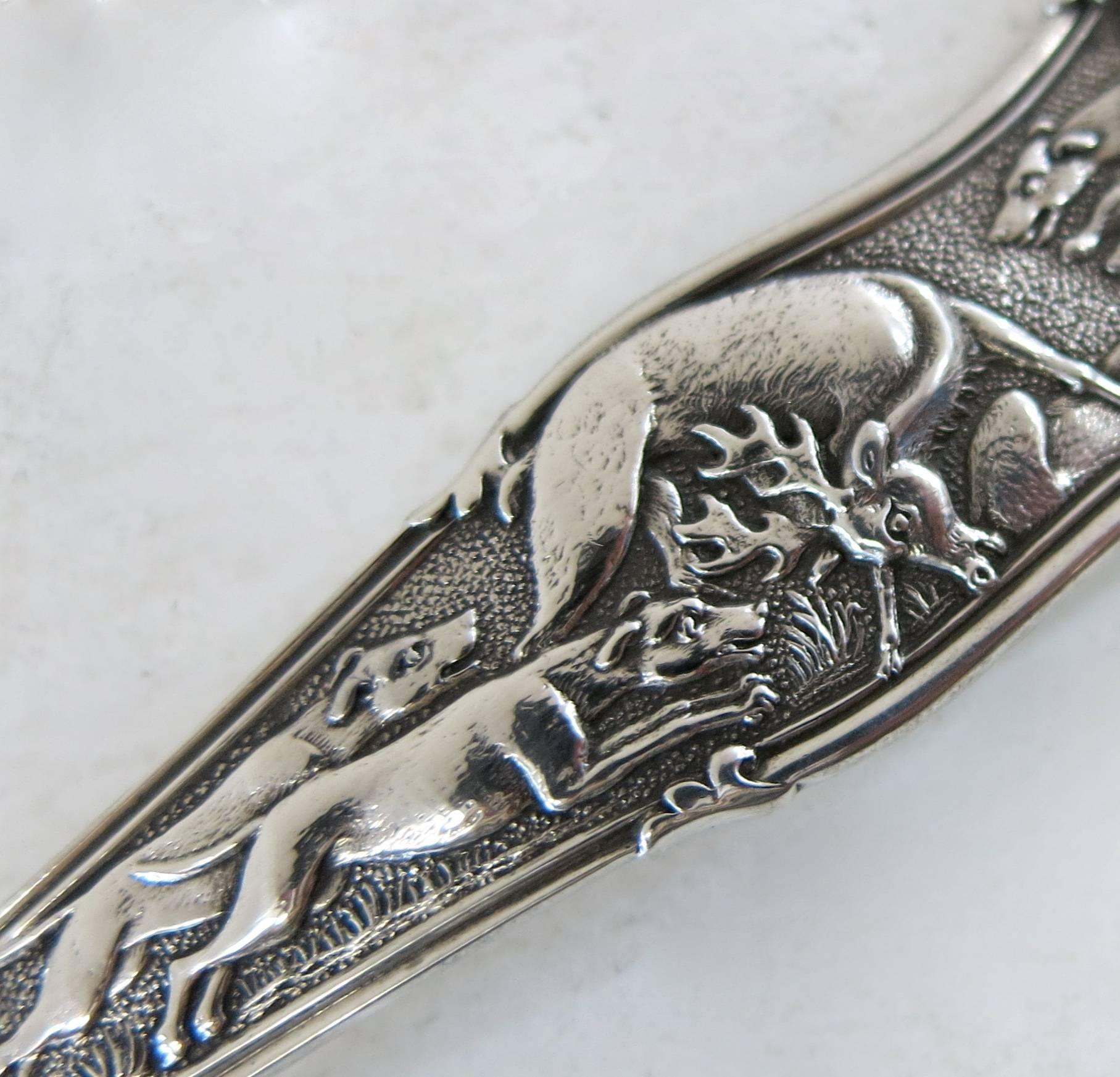 Victorian Stag Hunt, Antique Sterling Silver Pierced Ladle, Very Rare, Hunt & Roskell
